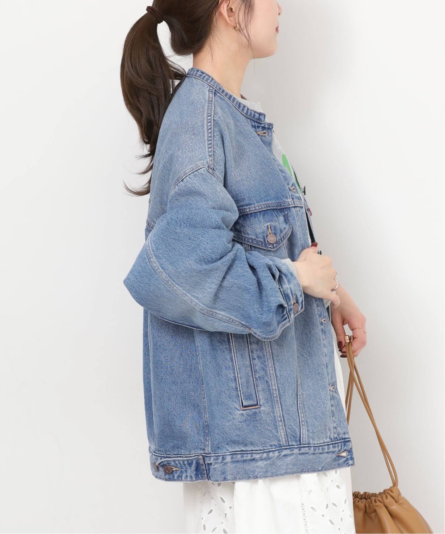 別注【LEVI'S】COLLARLESS XL TRUCKER：デニムジャケット（デニム