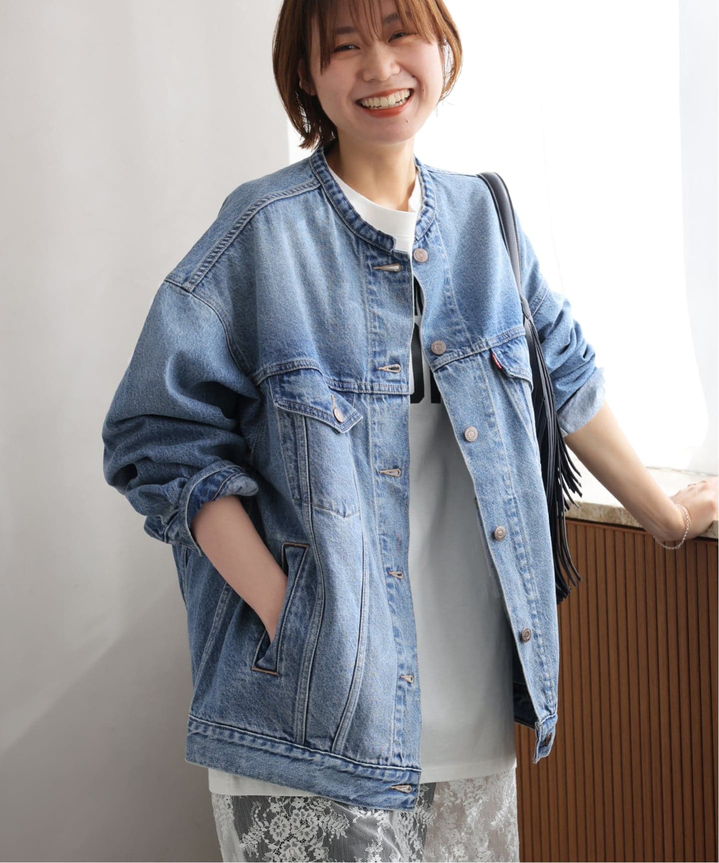 26SS新作］別注【LEVI'S】COLLARLESS XL TRUCKER：デニムジャケット