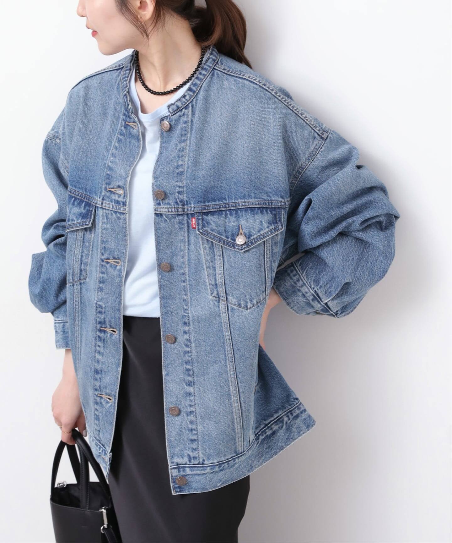 予約》［26SS新作］別注【LEVI'S】COLLARLESS XL TRUCKER：デニム