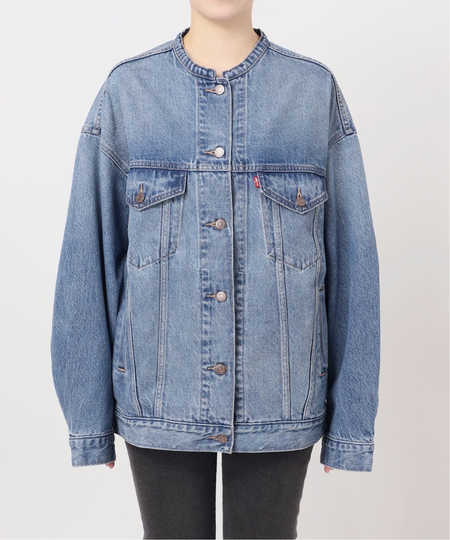 26SS新作］別注【LEVI'S】COLLARLESS XL TRUCKER：デニムジャケット