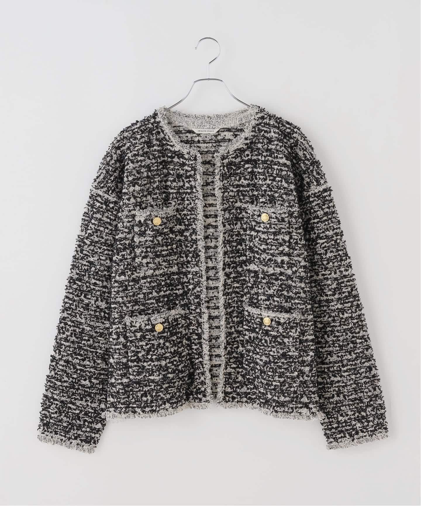 ARCHIVE STANCE/アーカイブスタンス】no-collar knit big jacket