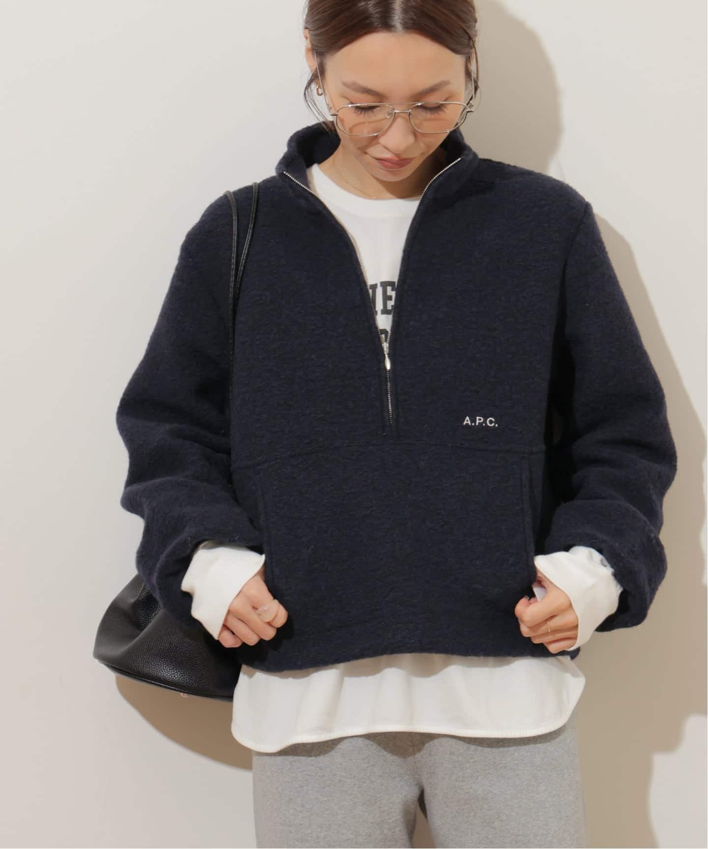 予約》【A.P.C./アー・ペー・セー】TOP DEMI ZIP（ボア・フリース