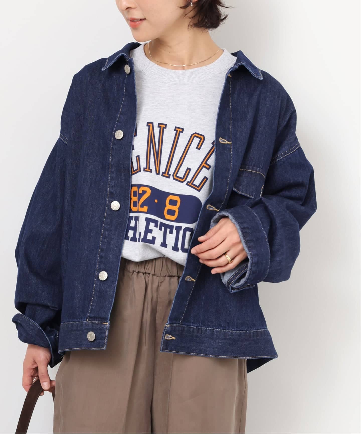 DANSKIN ギャザードライニングジャケット ライナー付 ネイビー M NMDS24633D(ジャケット) 40s ORGANIC POPLIN(OVERDYE) RAGLAN STRING