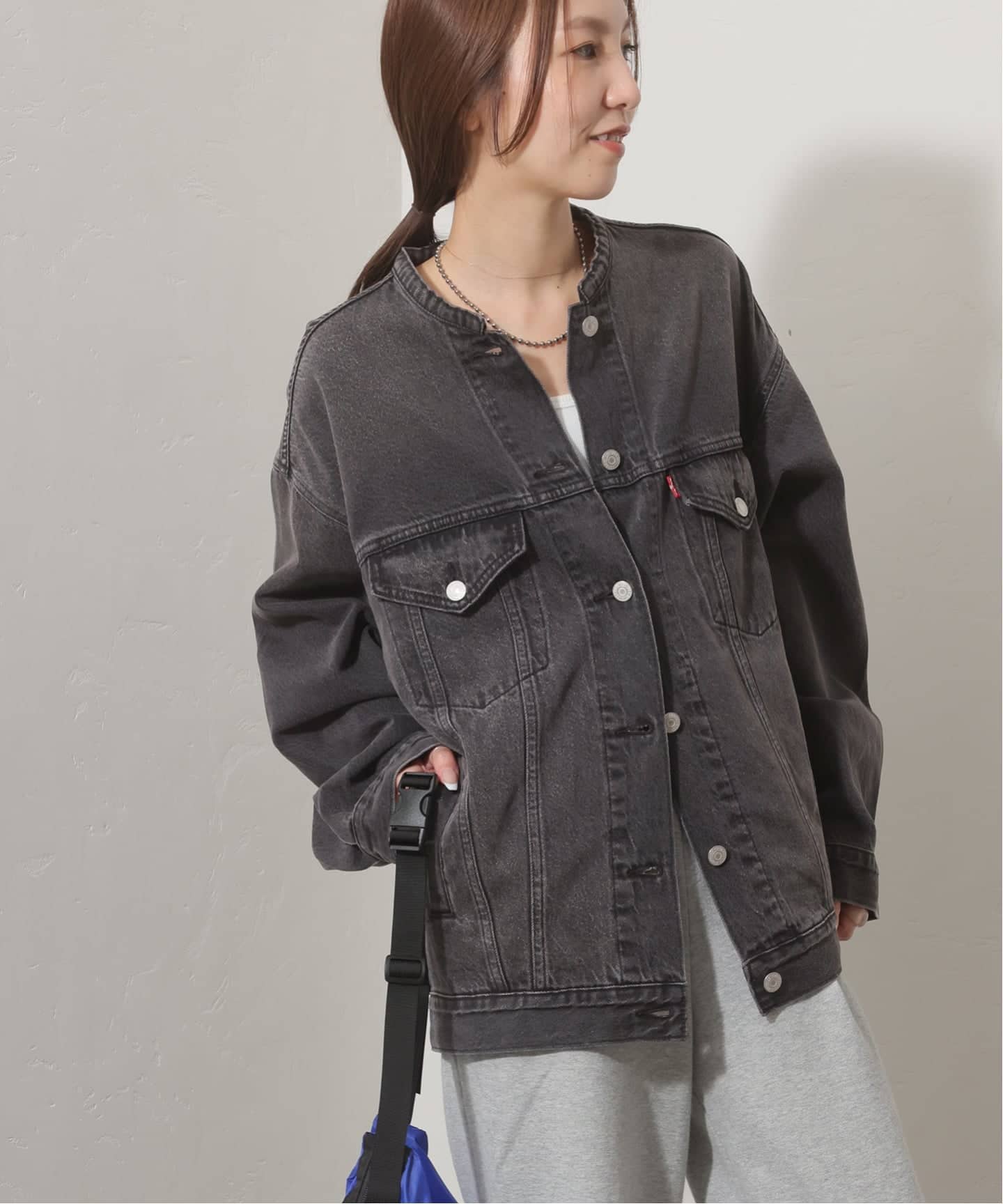 別注【LEVI'S】COLLARLESS XL TRUCKER BK：デニムジャケット（デニム
