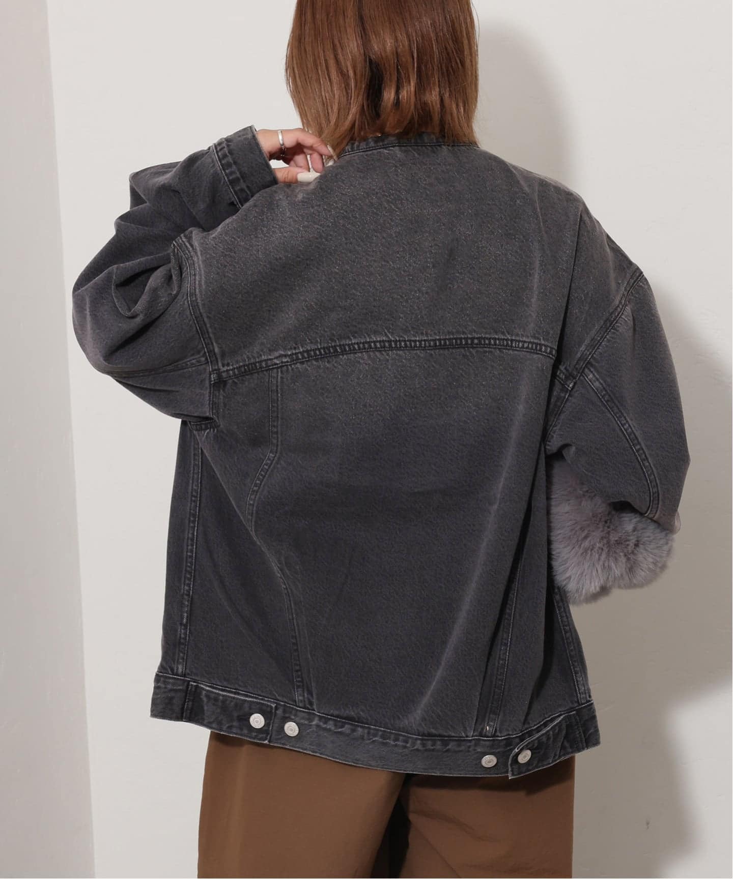 別注【LEVI'S】COLLARLESS XL TRUCKER BK：デニムジャケット（デニム
