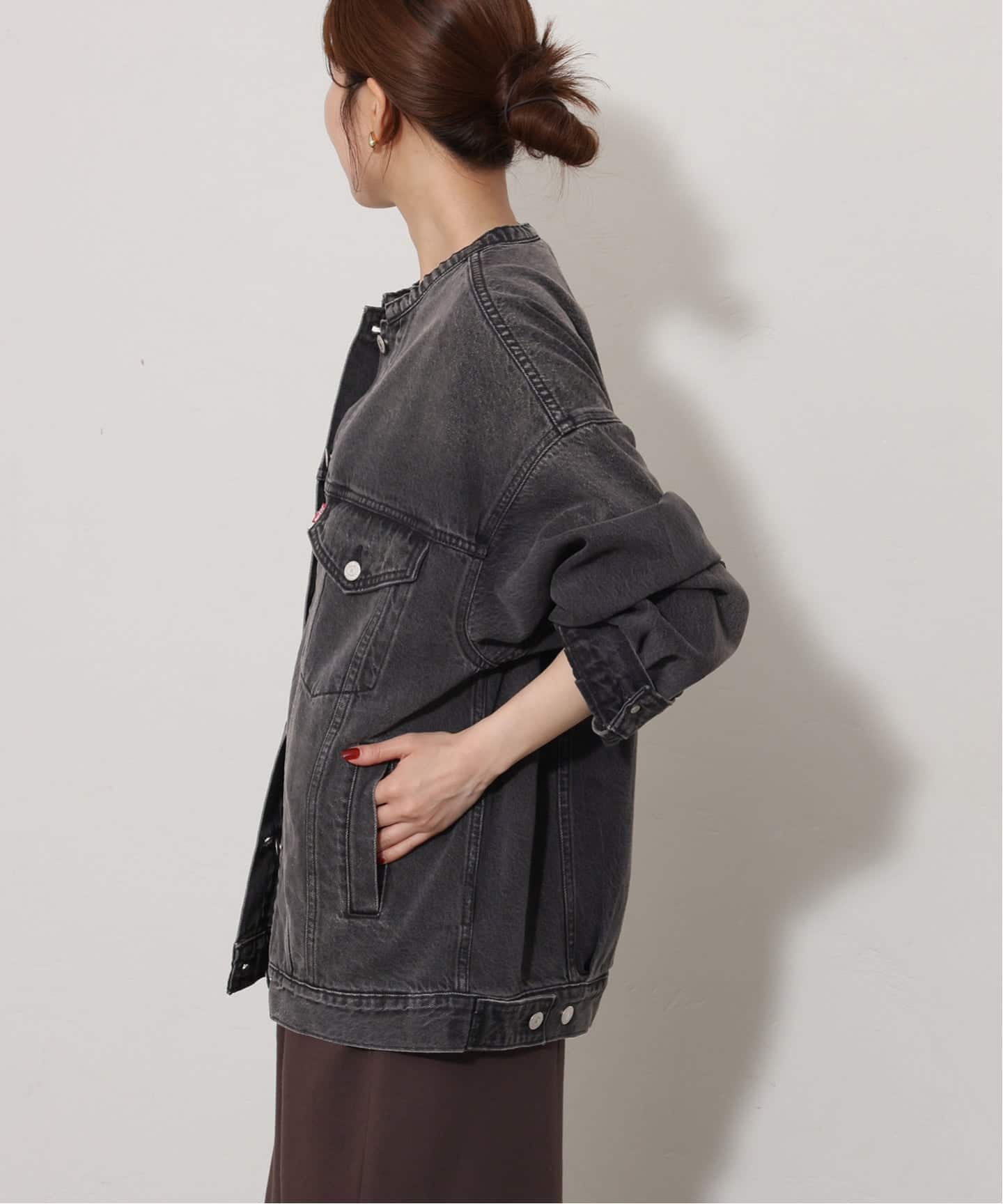 別注【LEVI'S】COLLARLESS XL TRUCKER BK：デニムジャケット（デニム