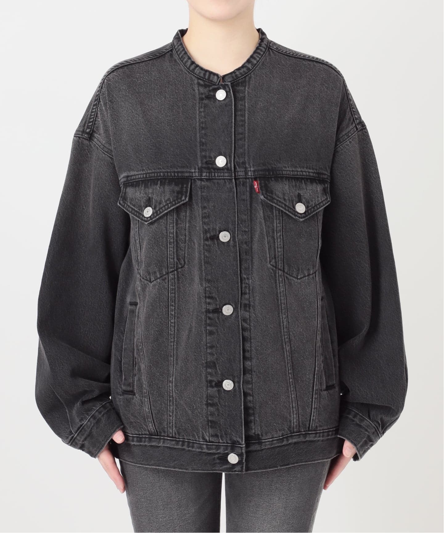別注【LEVI'S】COLLARLESS XL TRUCKER BK：デニムジャケット（デニム