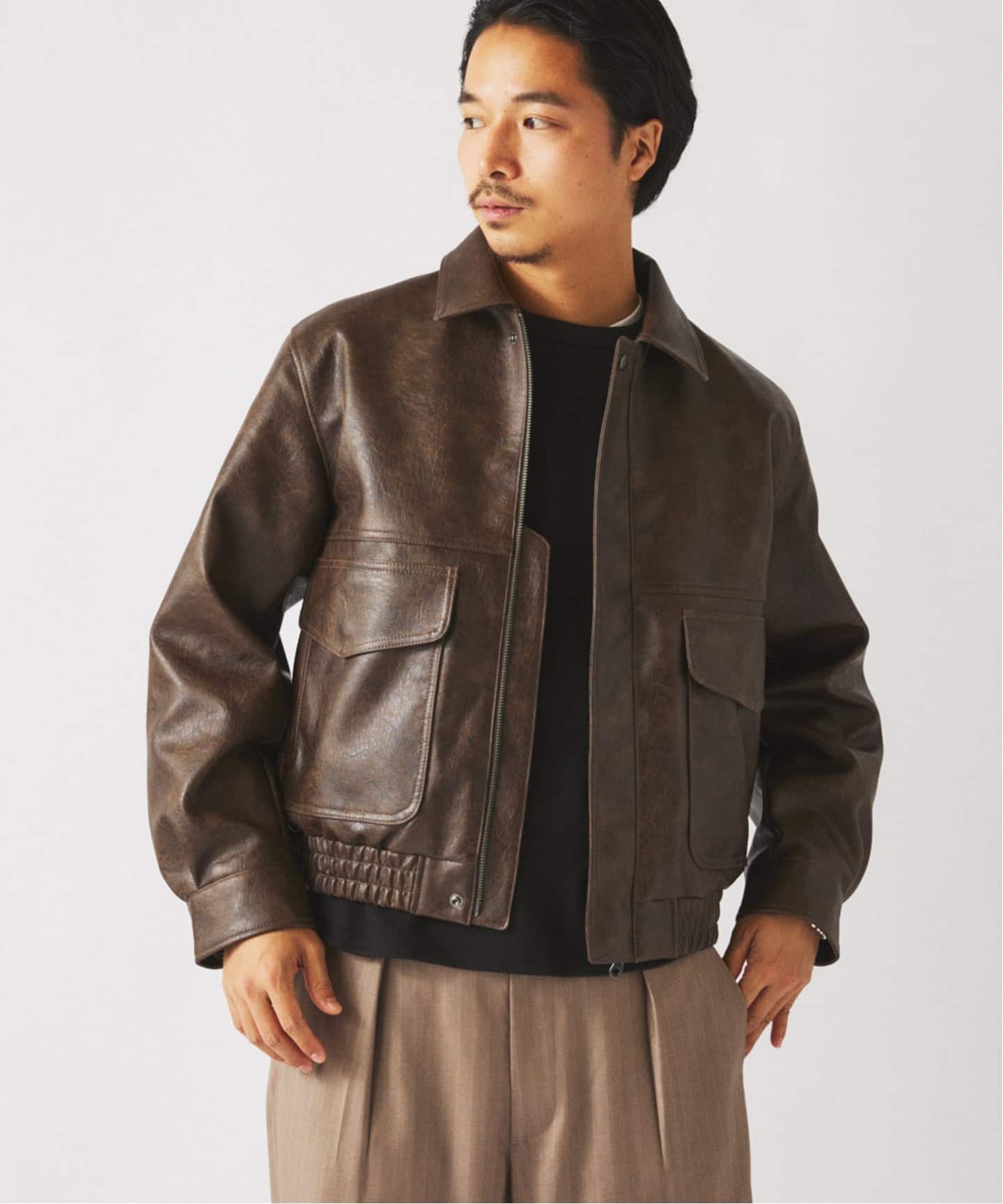 予約》フェイクレザー フライトジャケット（ミリタリー）｜JOURNAL