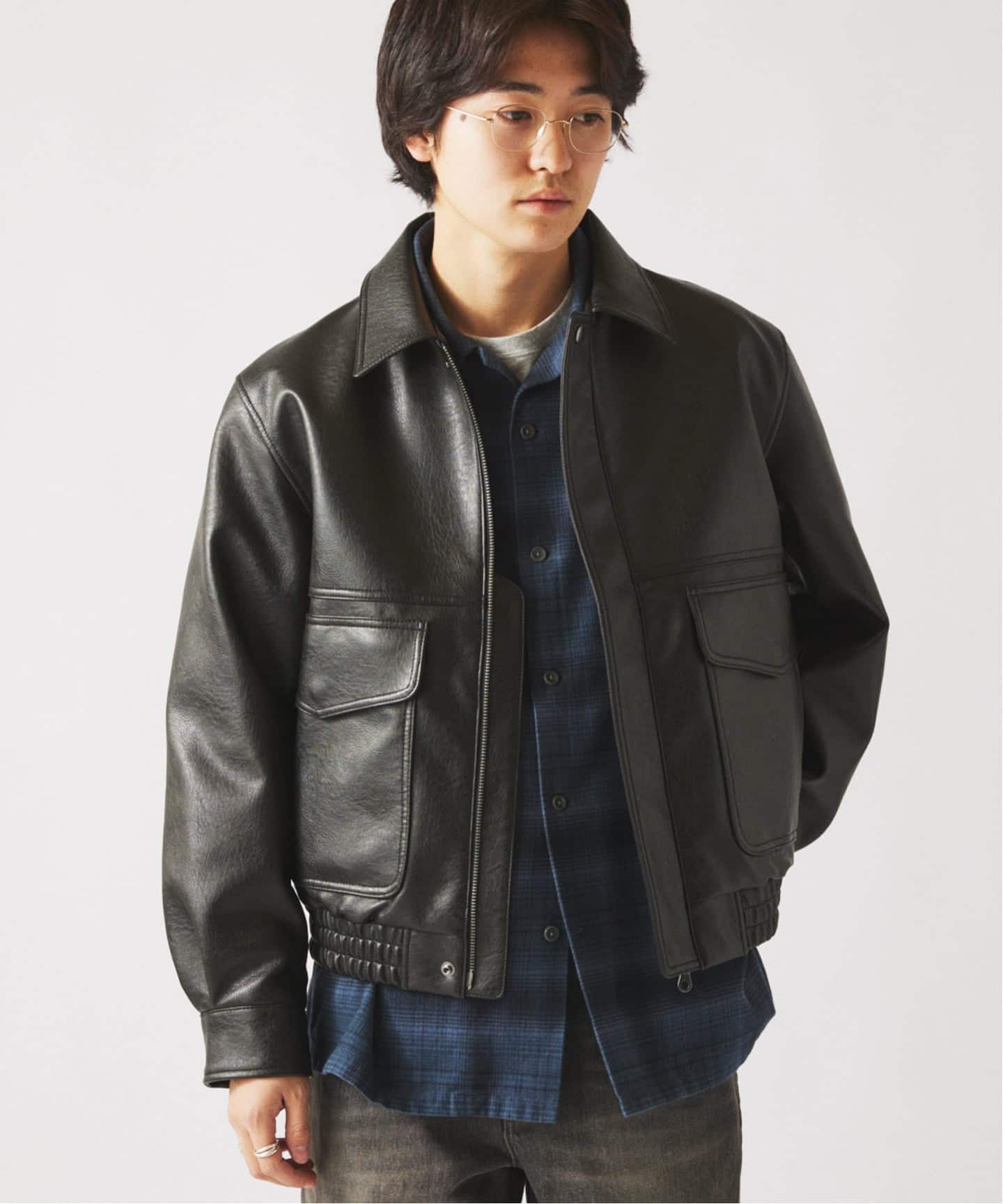 専用 フレームワーク 22AW フェイクレザー フライトジャケット ブラック FRAMeWORK（フレームワーク）の「フェイクレザーフライトジャケット