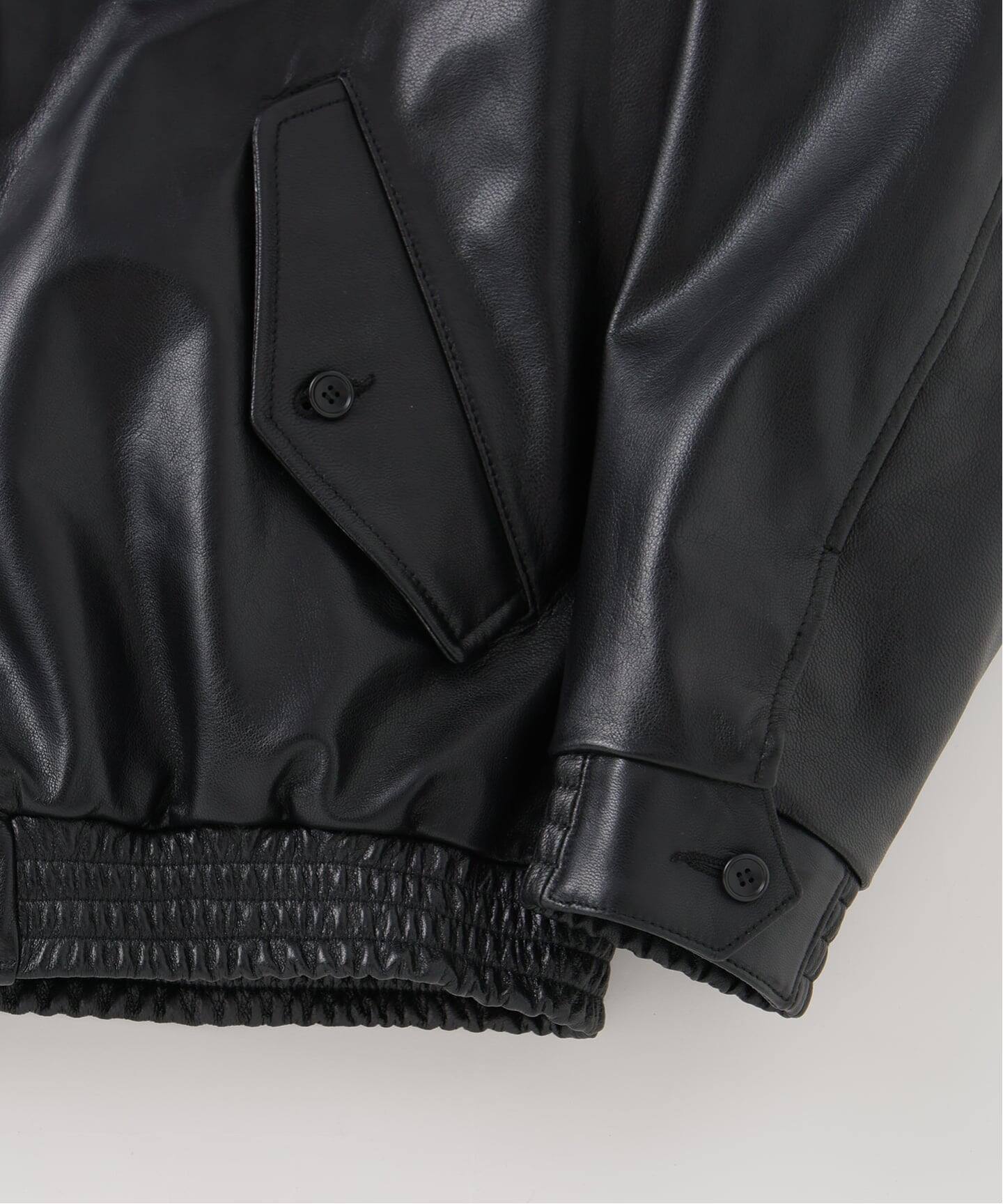 type cardigan”羊革“ 黒“ 短丈“bomber jacket SEMI-VEGETABLE TANNED SHEEP LEATHER CROPPED BOMBER JACKET – THE