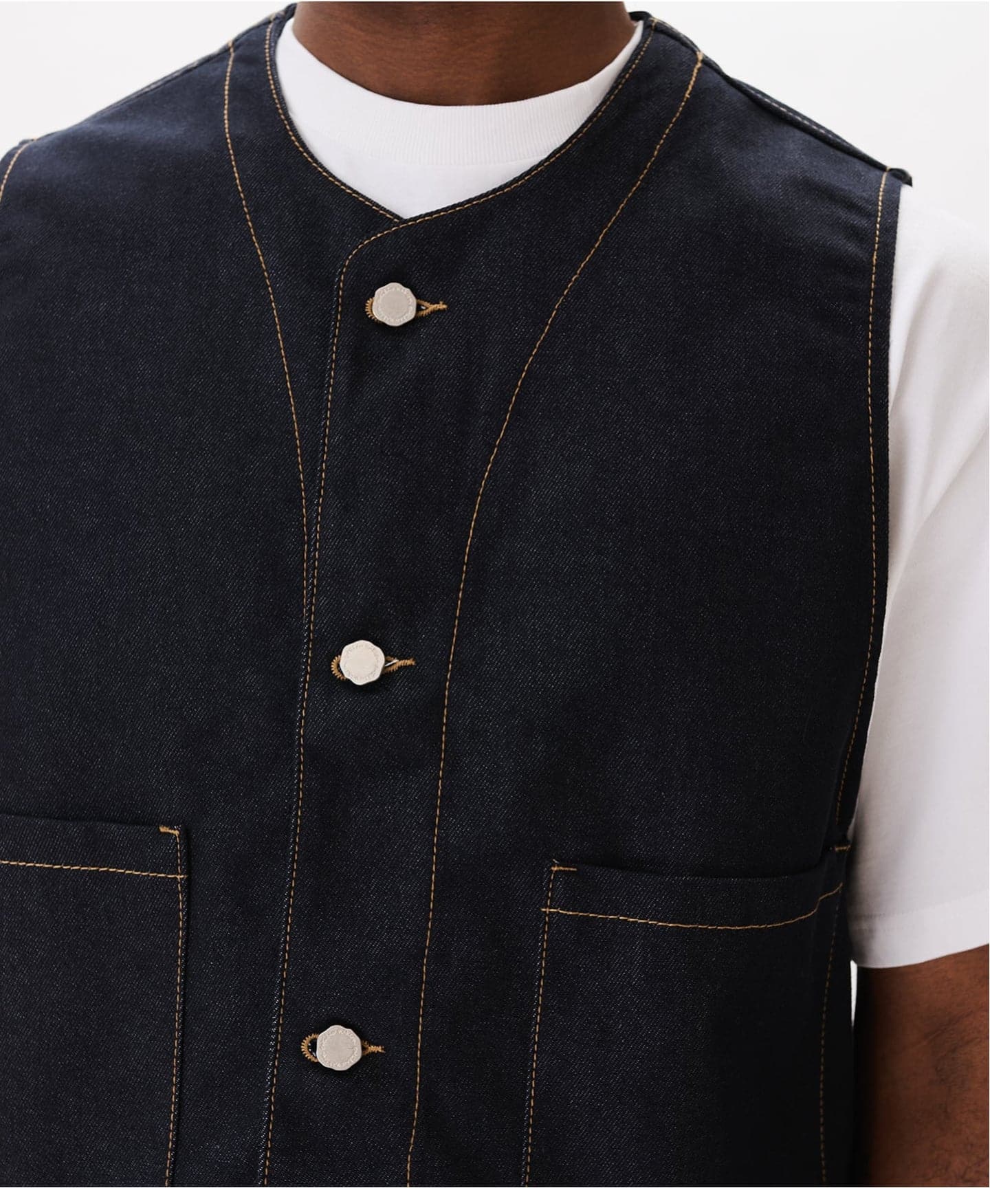 Estudio Niksen / エストゥディオ・ニクセン Raw Denim Stitch Vest