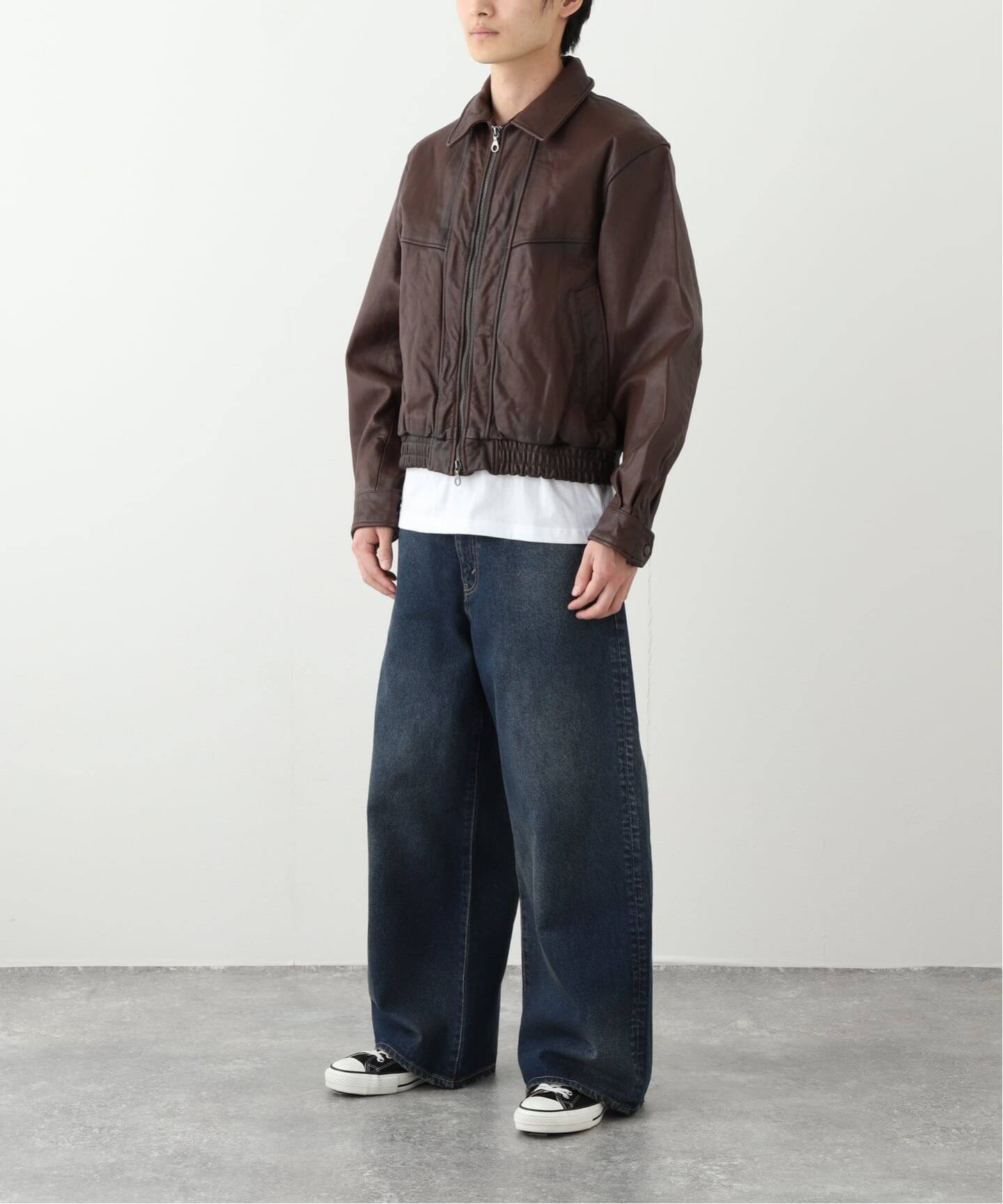 ゴート レザー エイジング ダッド ブルゾン（レザージャケット