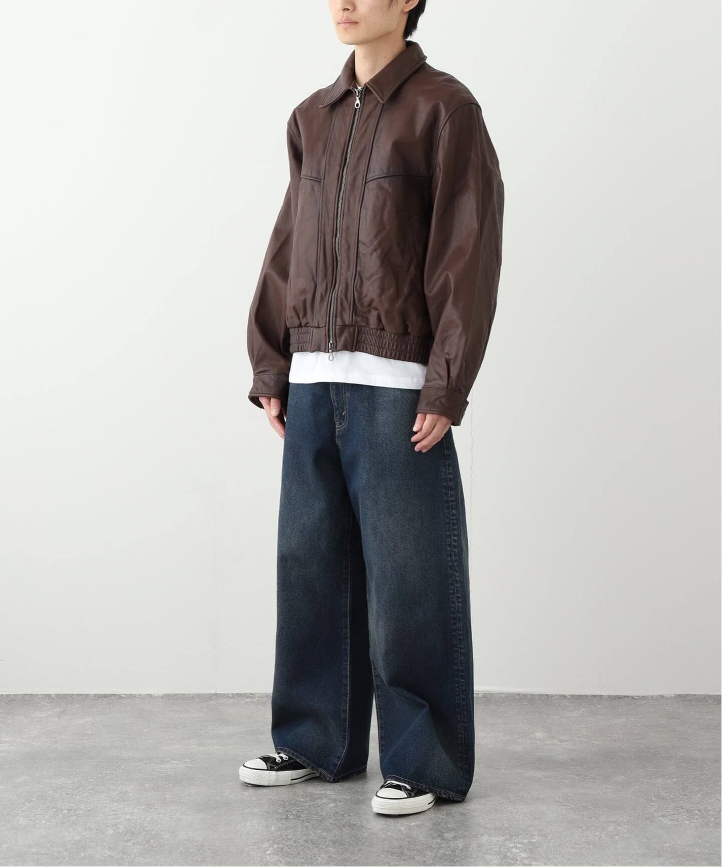 ゴート レザー エイジング ダッド ブルゾン（レザージャケット