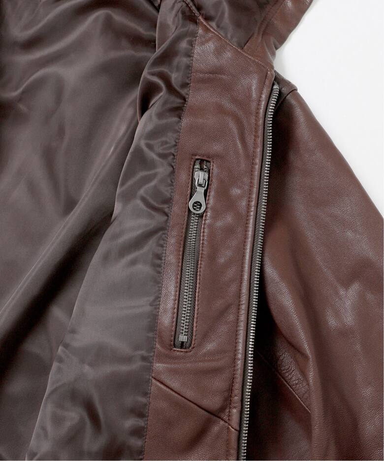 ゴート レザー エイジング ジップ フーディ ブルゾン（レザー 