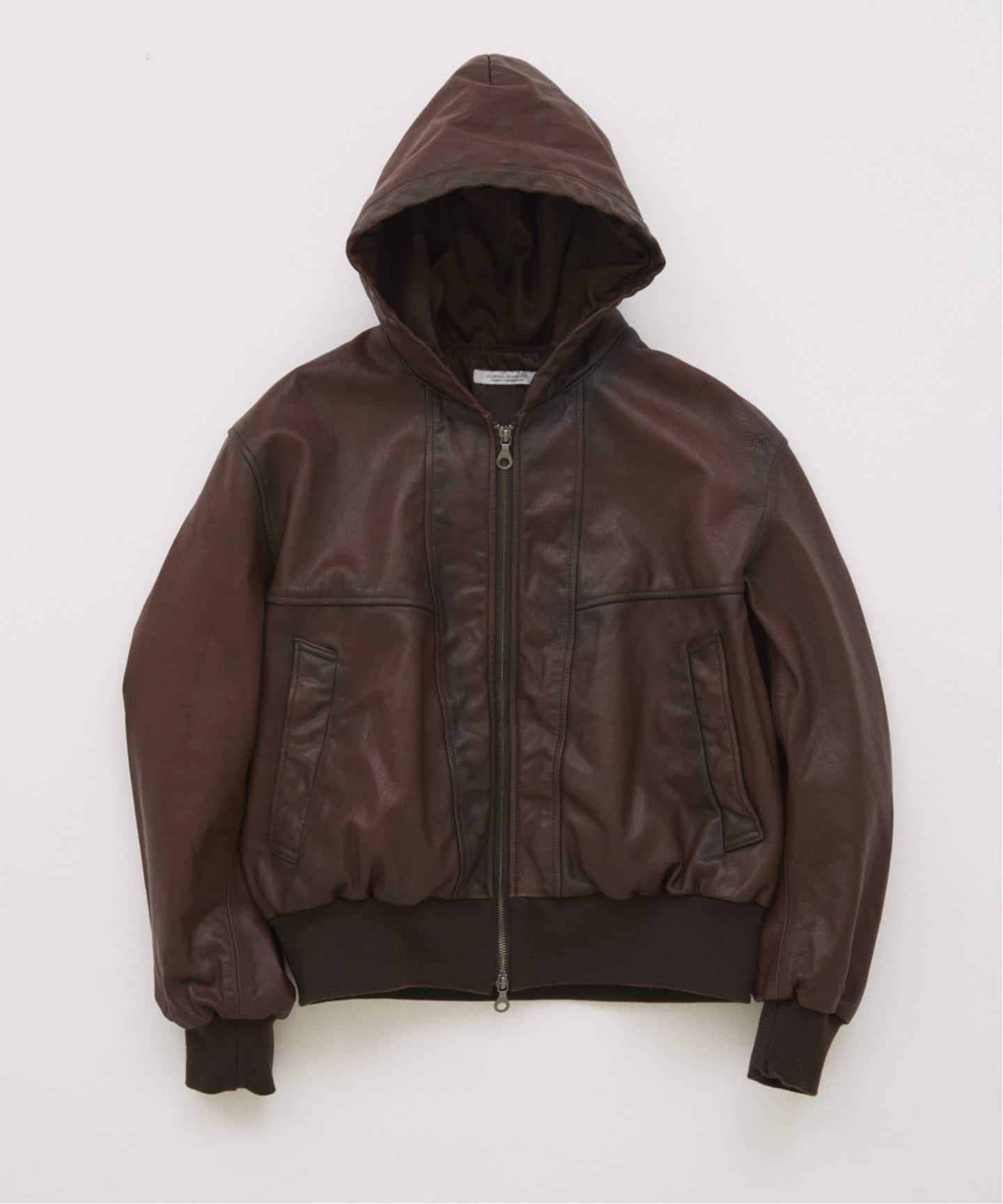 予約》ゴート レザー エイジング ジップ フーディ ブルゾン（レザー