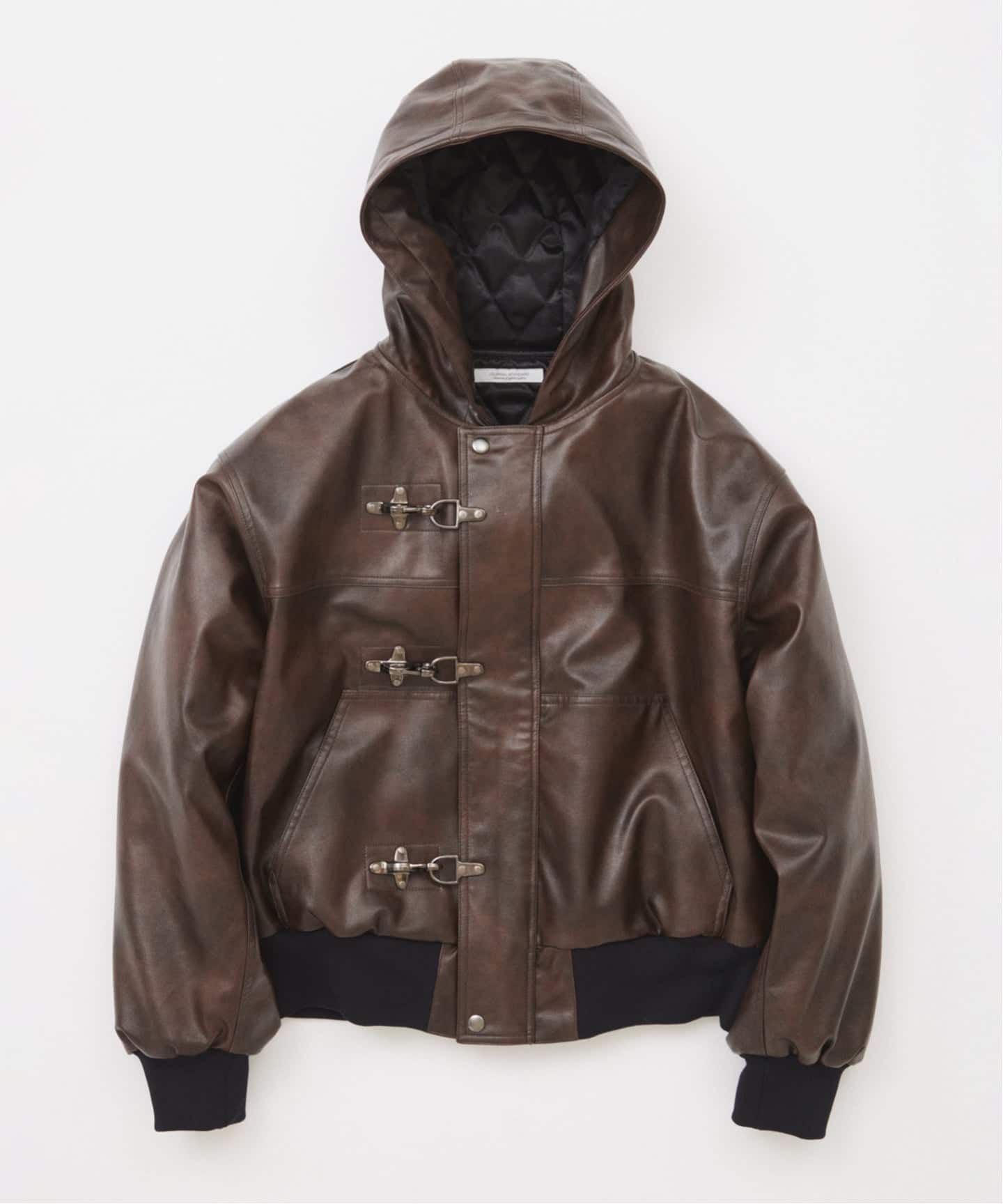 フェイクレザー ファイヤーマン フード ジャケット（レザージャケット