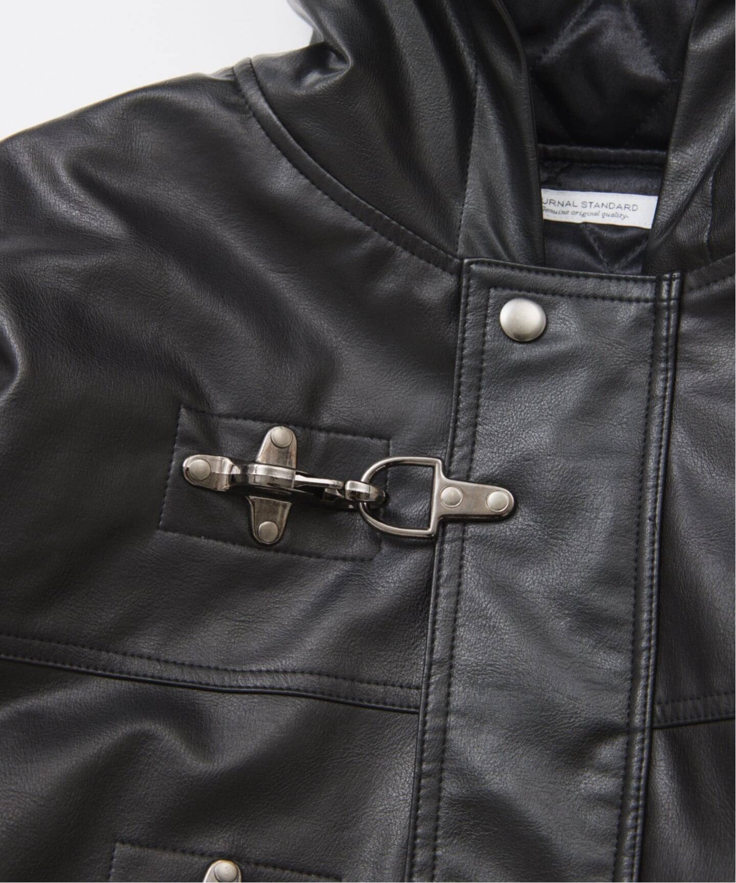 フェイクレザー ファイヤーマン フード ジャケット（レザージャケット