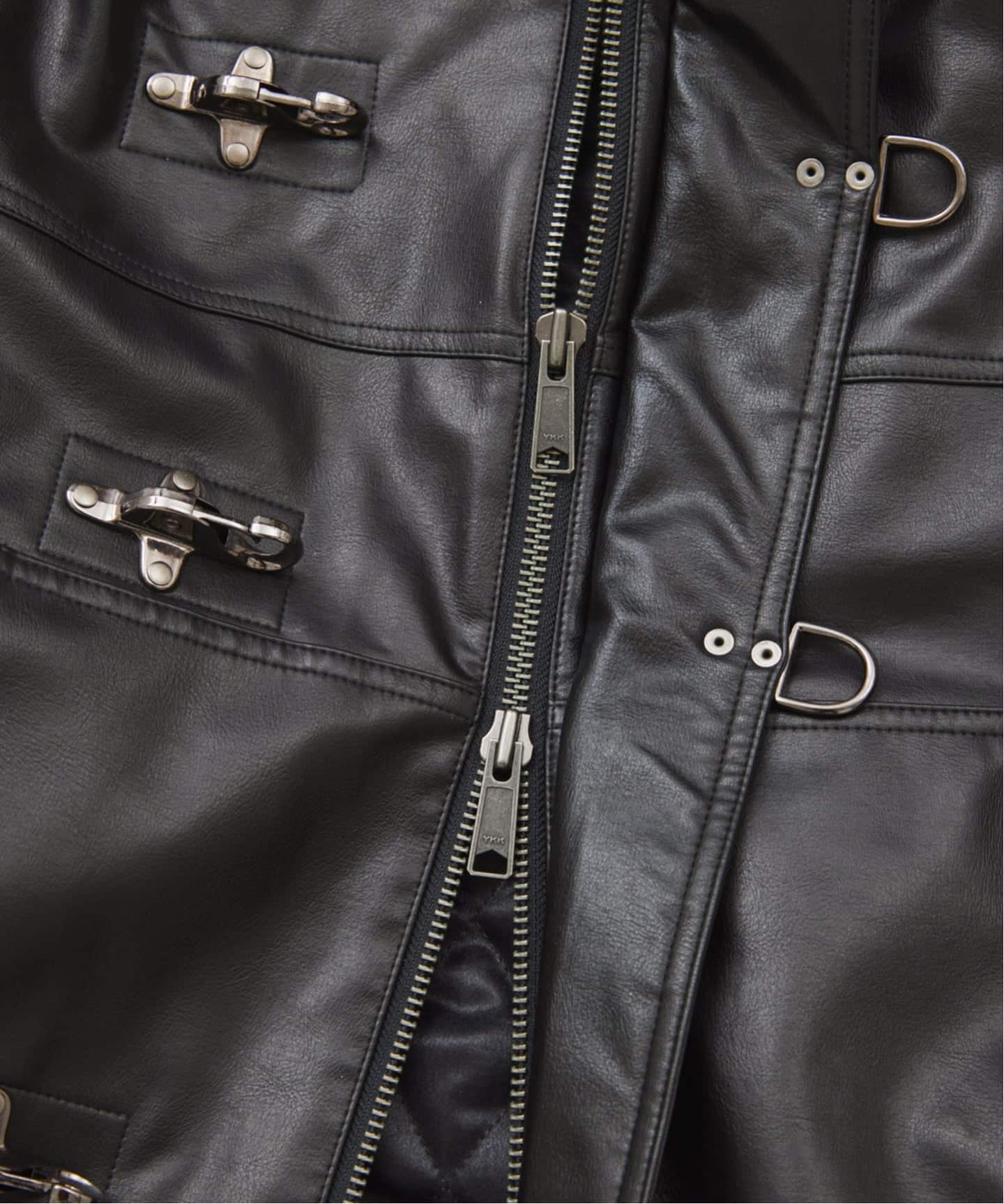 フェイクレザー ファイヤーマン フード ジャケット（レザージャケット