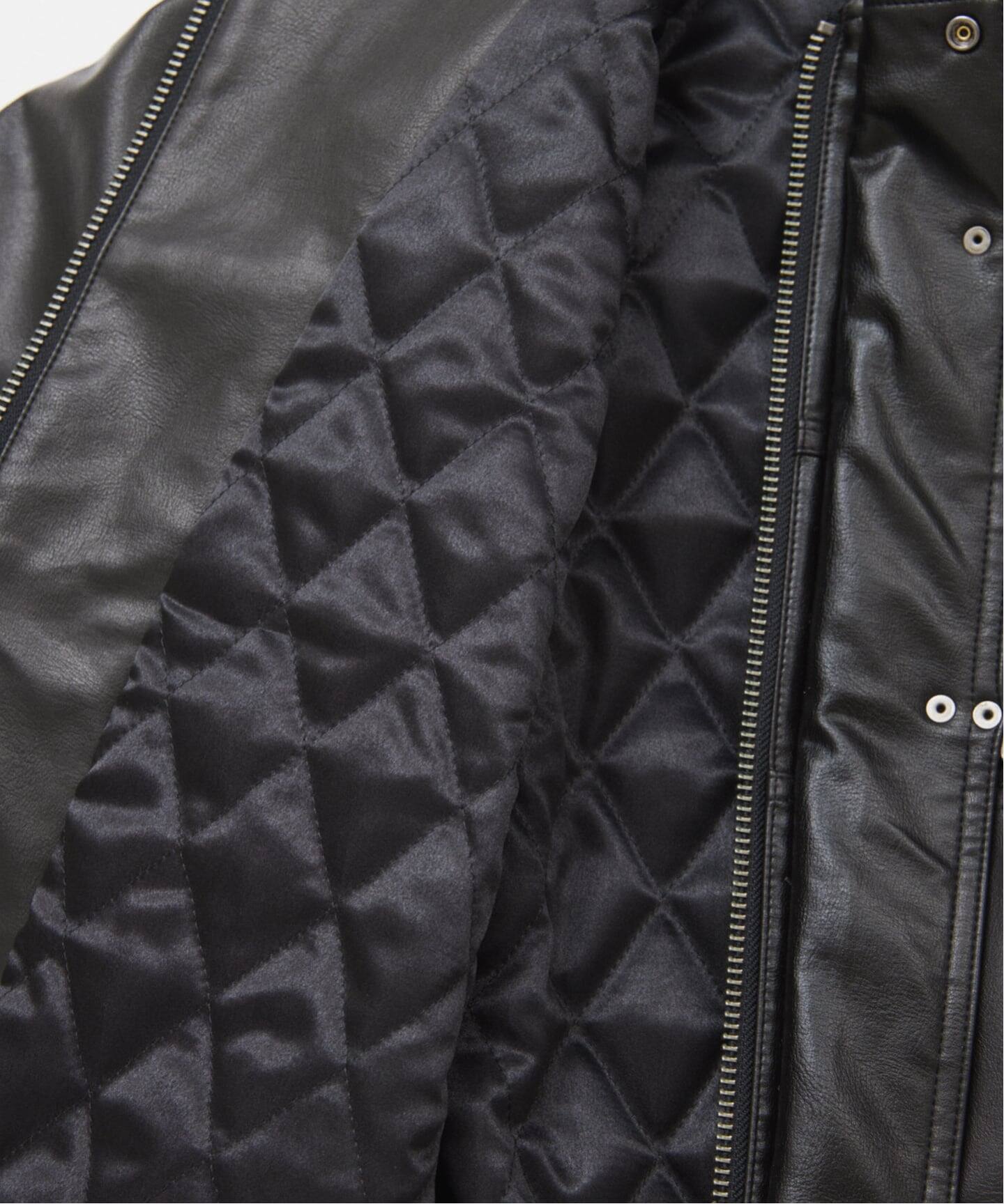 フェイクレザー ファイヤーマン フード ジャケット（レザージャケット