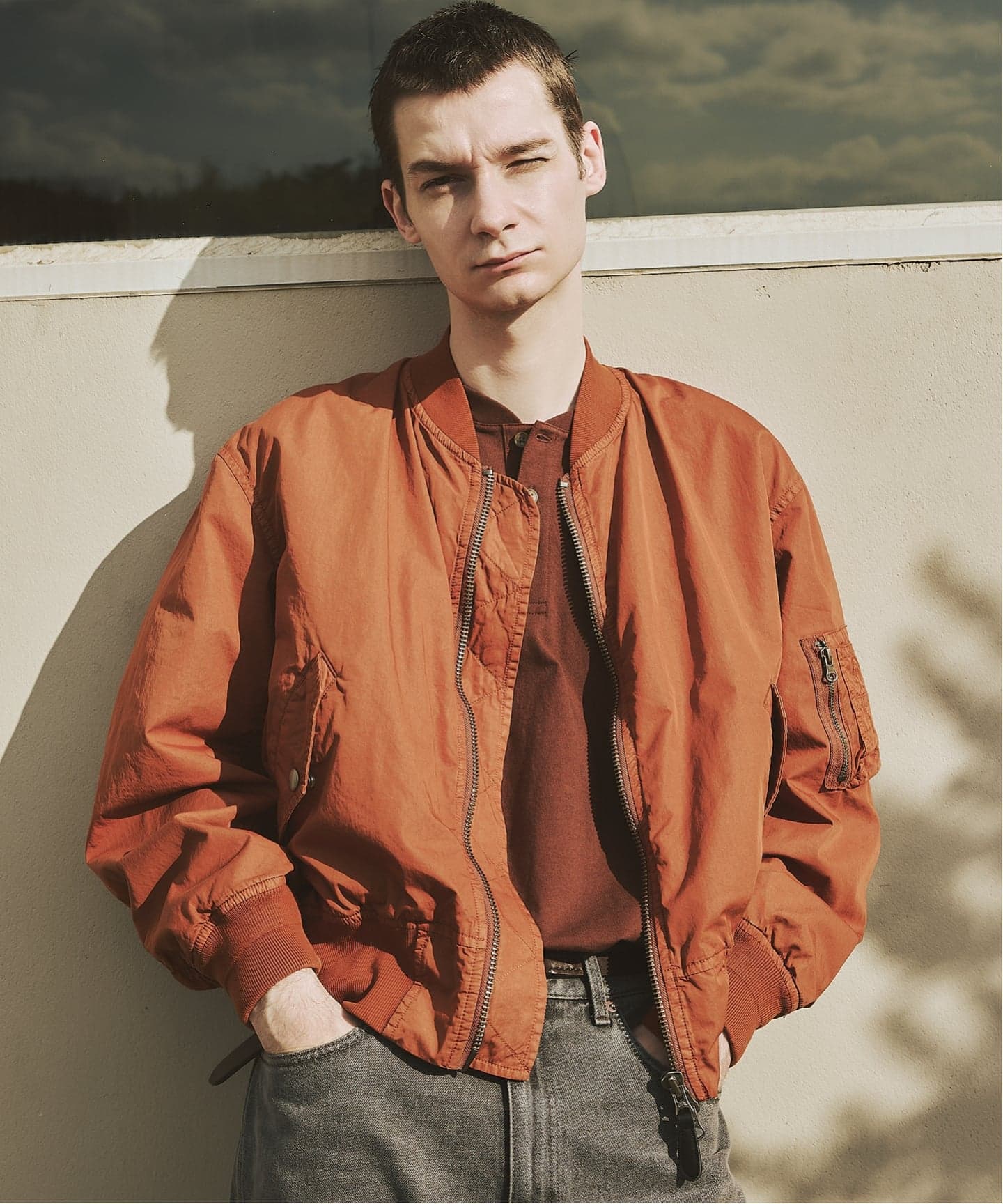 ジャーナルスタンダード オーバーフィットボンバーブルゾン MA-1 アメカジ オーバー フィット ライト ボンバー ガーメントダイ ブルゾン（MA-1