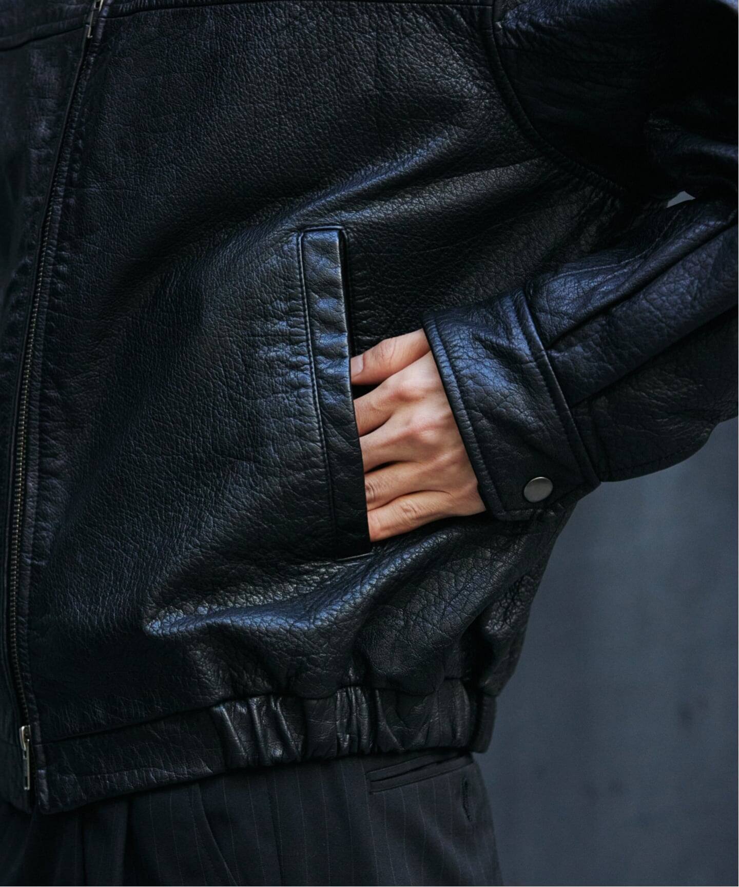 バッファロー レザー ウォッシュ ジップ ブルゾン（レザージャケット