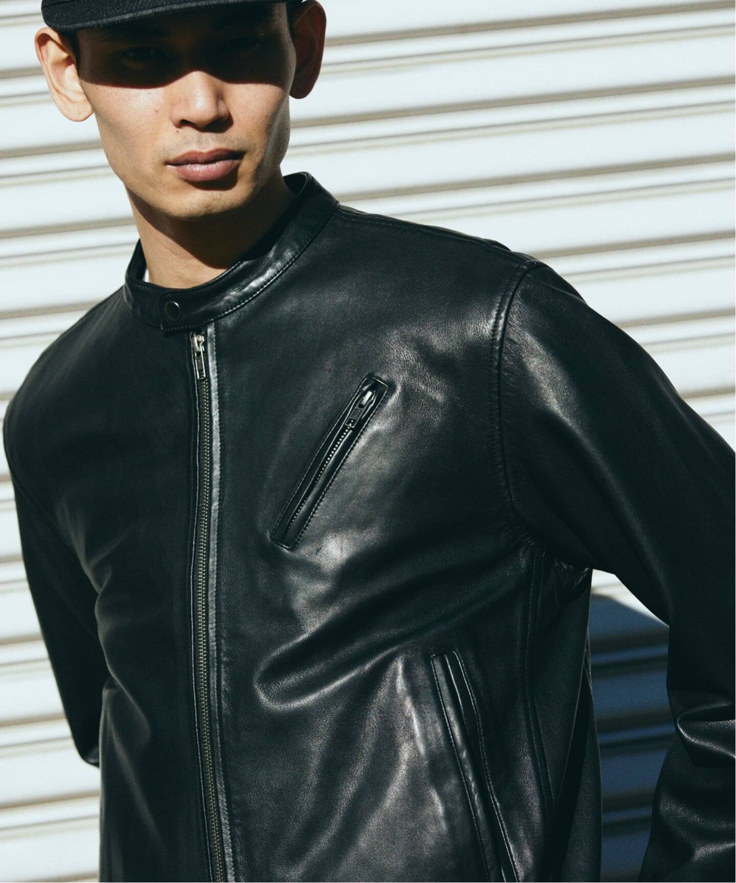 ウォッシュ シープ レザー シングル ライダース（レザージャケット