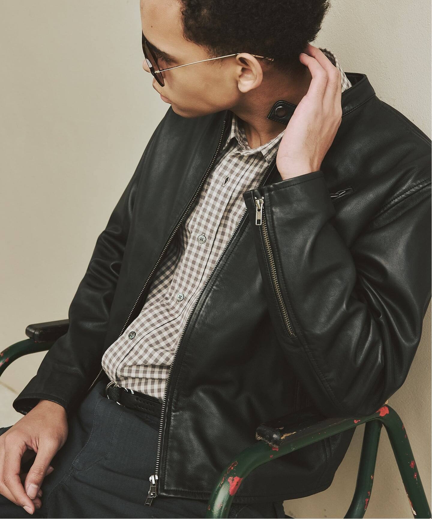 予約》ウォッシュ シープ レザー シングル ライダース（レザー