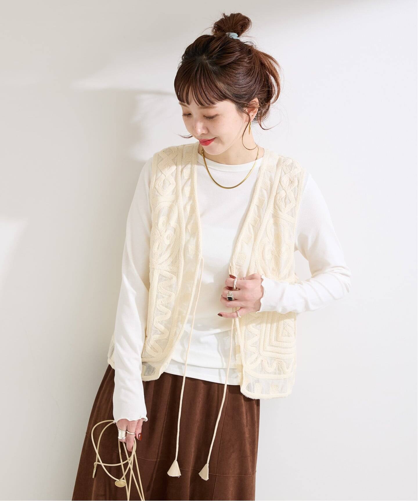 追加5》手洗い可 / メッシュ刺繍ベスト（ベスト）｜B.C STOCK（ベー