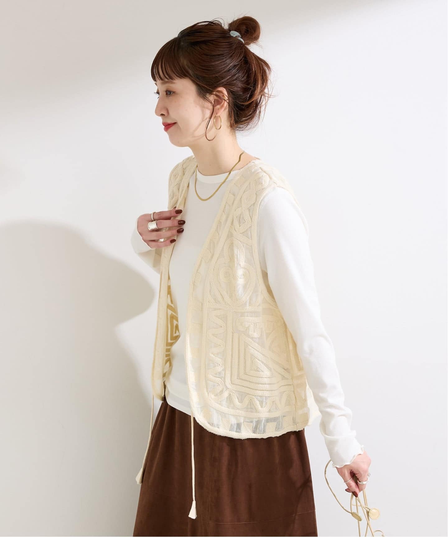 追加5》手洗い可 / メッシュ刺繍ベスト（ベスト）｜B.C STOCK（ベー