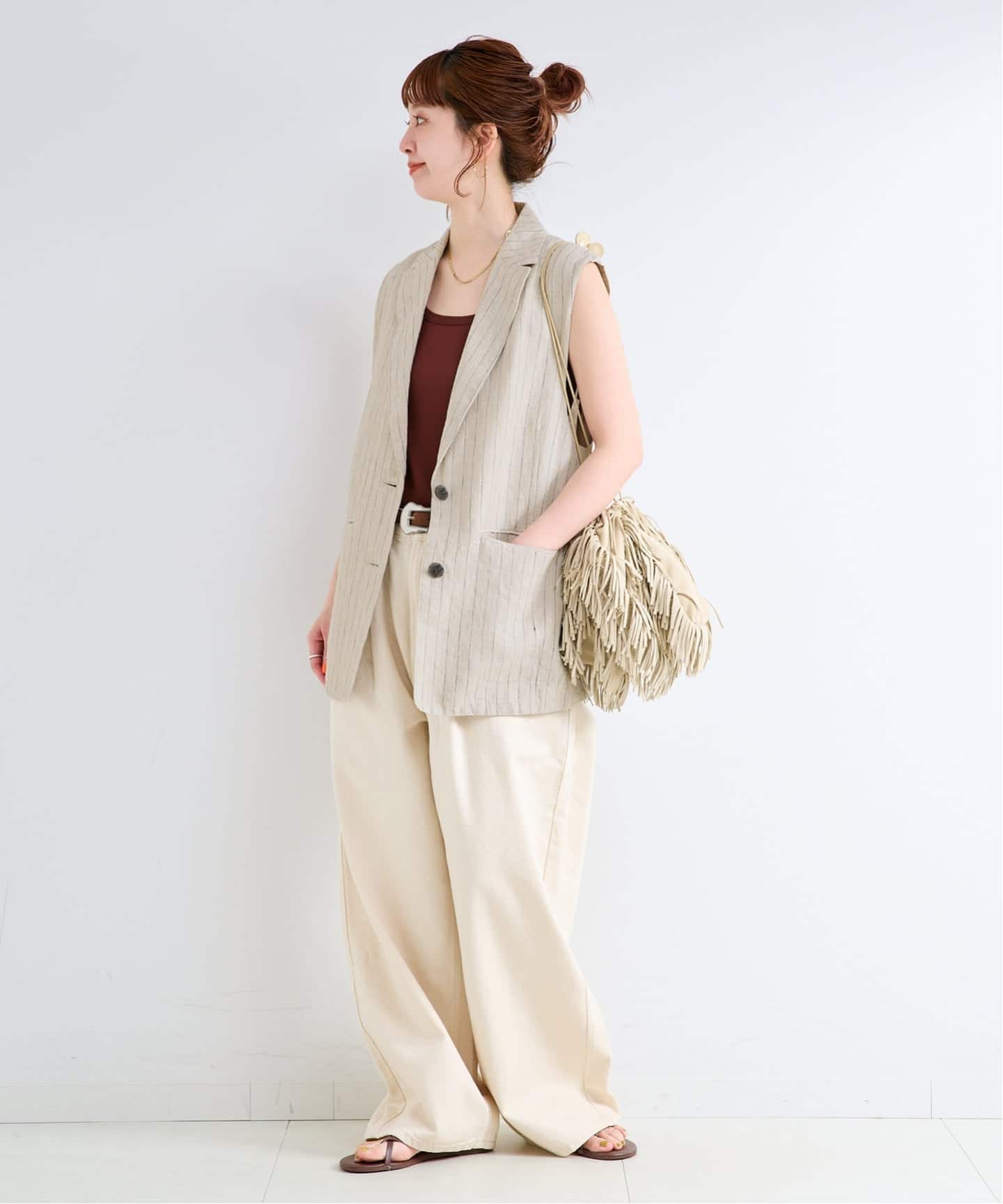 追加》手洗い可 / フレンチリネンジレ(ベスト)|B.C STOCK(ベーセー 追加》手洗い可 / フレンチリネンジレ(ベスト)|B.C STOCK(ベーセー