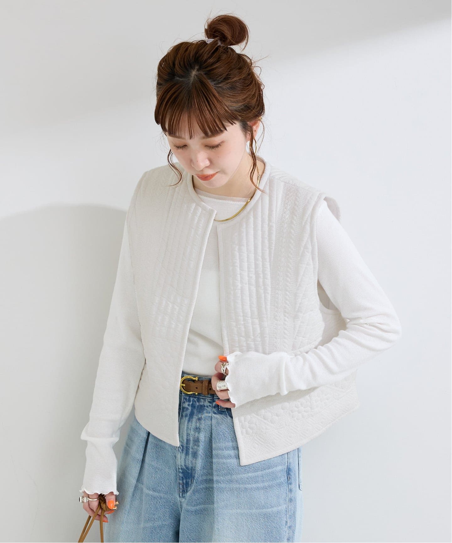キルティング刺繍ベスト（ベスト）｜B.C STOCK（ベーセーストック）の