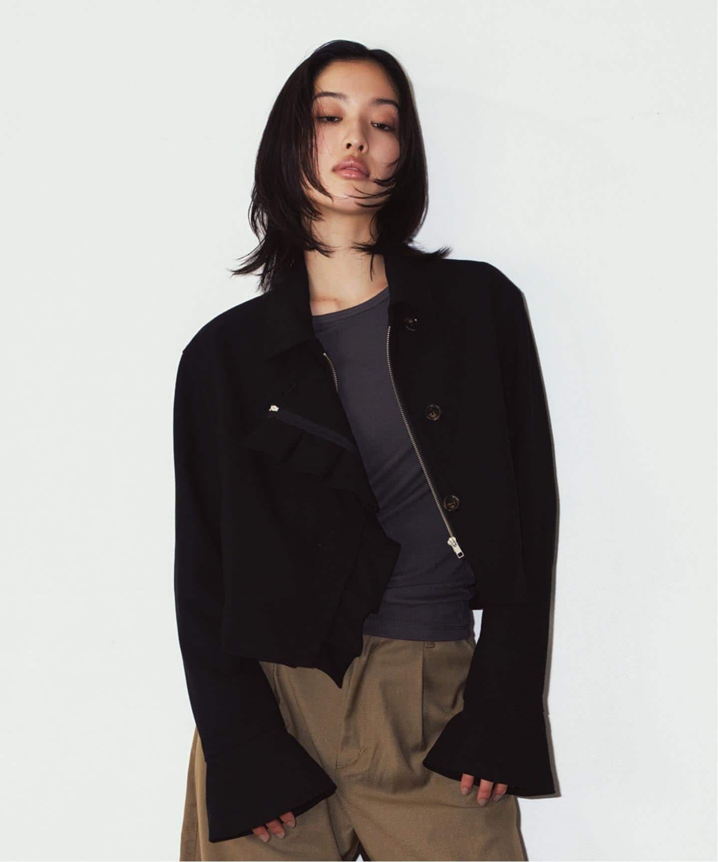 ジャケット・アウター knuthmarf 2way dad jacket Black Knuth Marf / クヌースマーフ 2way cropped frill jacket（その他