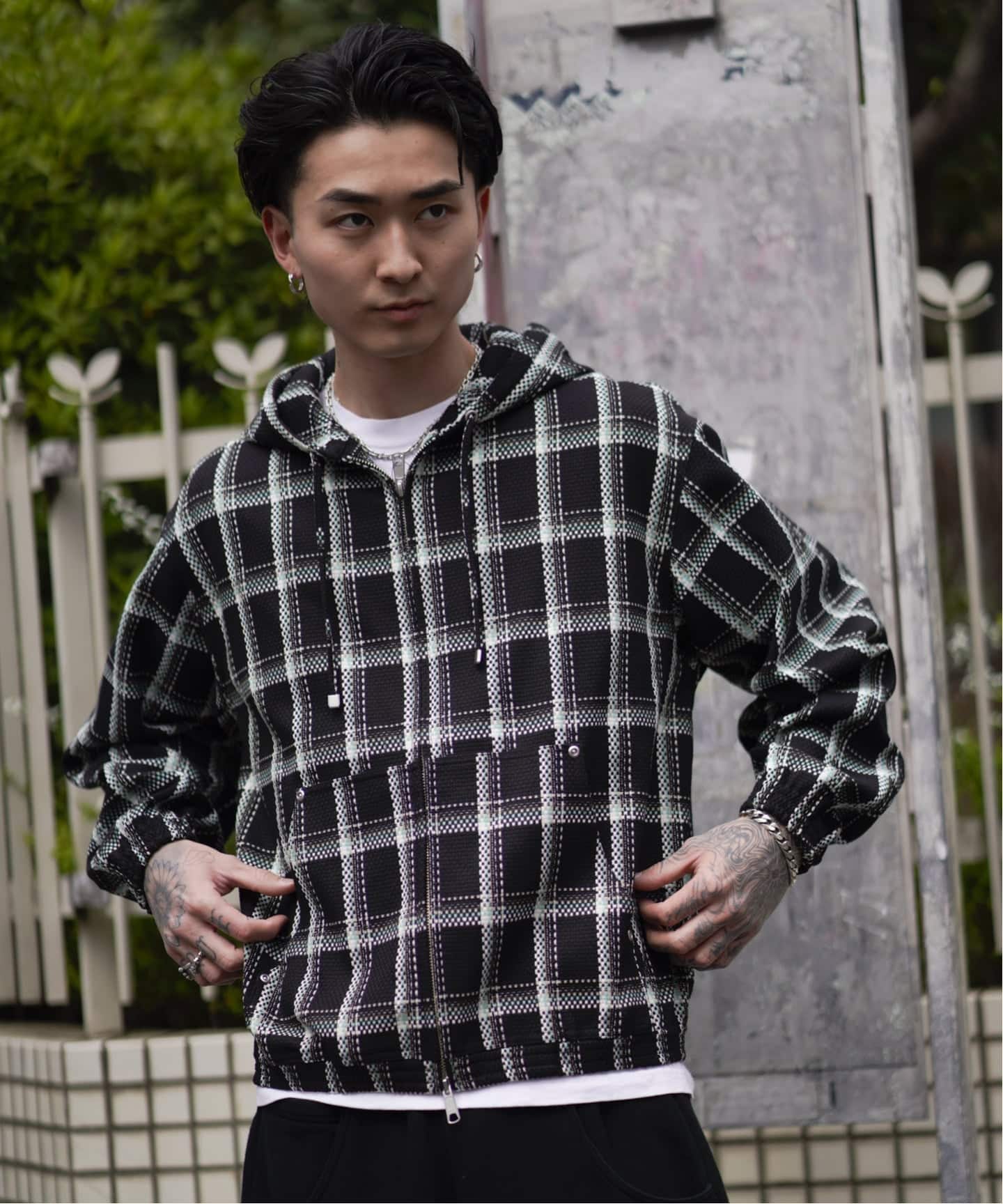 ドビーチェック ビックシルエット フーディー / Dobby BigCheck Hooded
