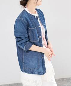 ノーカラーデニムカバーオール（デニムジャケット）｜IENA（イエナ）の 