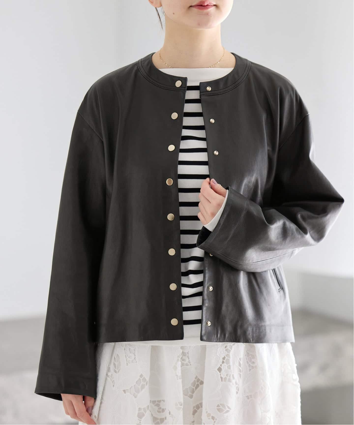 専用⭐︎イエナ　シープクルーネックブルゾン 追加予約》シープクルーネックブルゾン（レザージャケット）｜IENA