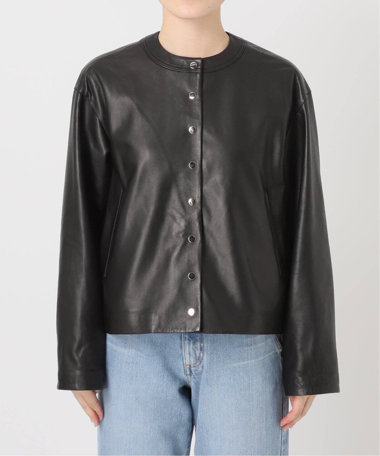 追加予約》シープクルーネックブルゾン（レザージャケット）｜IENA