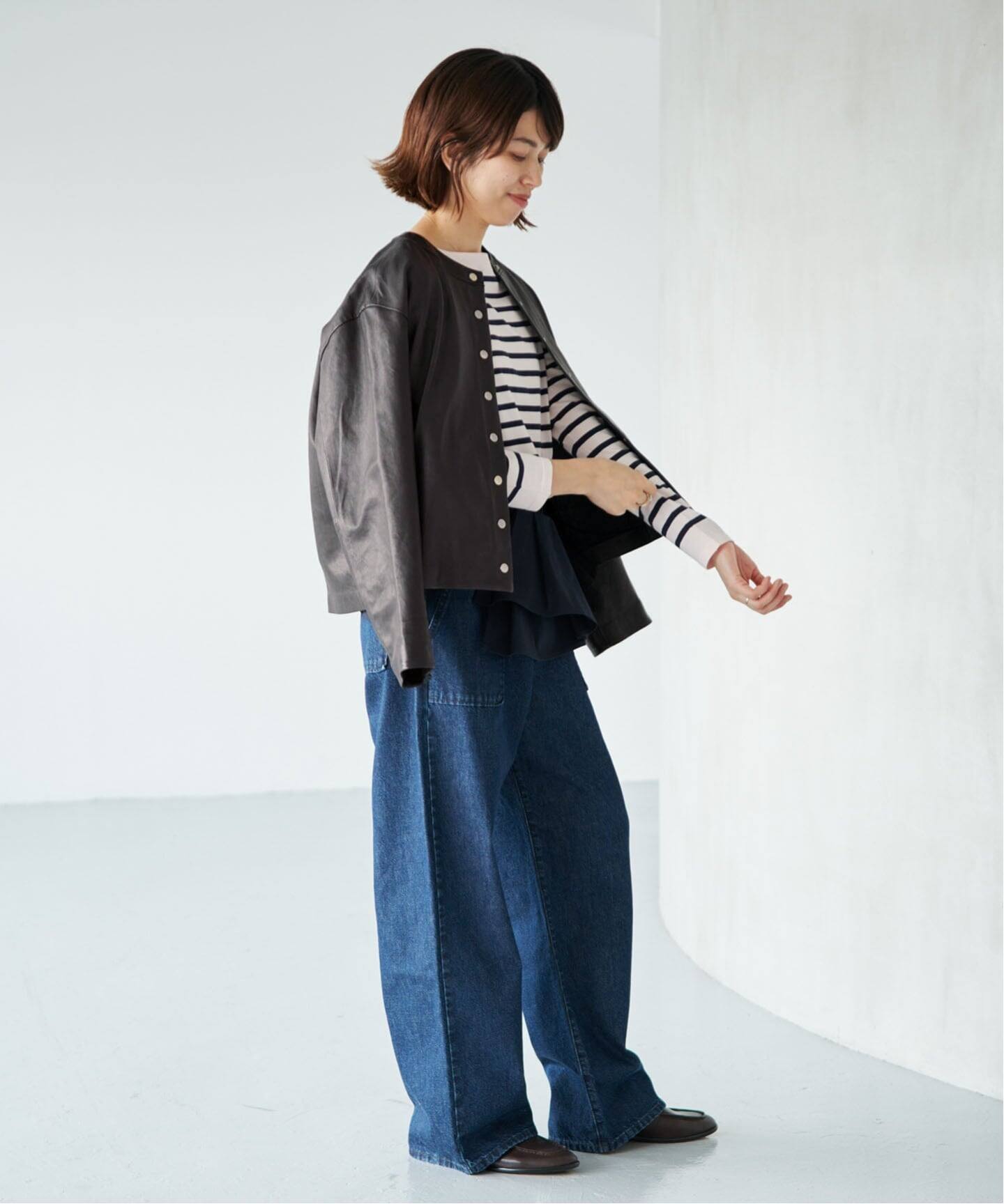 【最終値下げ】【美品】【IENA】シープクルーネックブルゾン 追加2予約》シープクルーネックブルゾン（レザージャケット）｜IENA