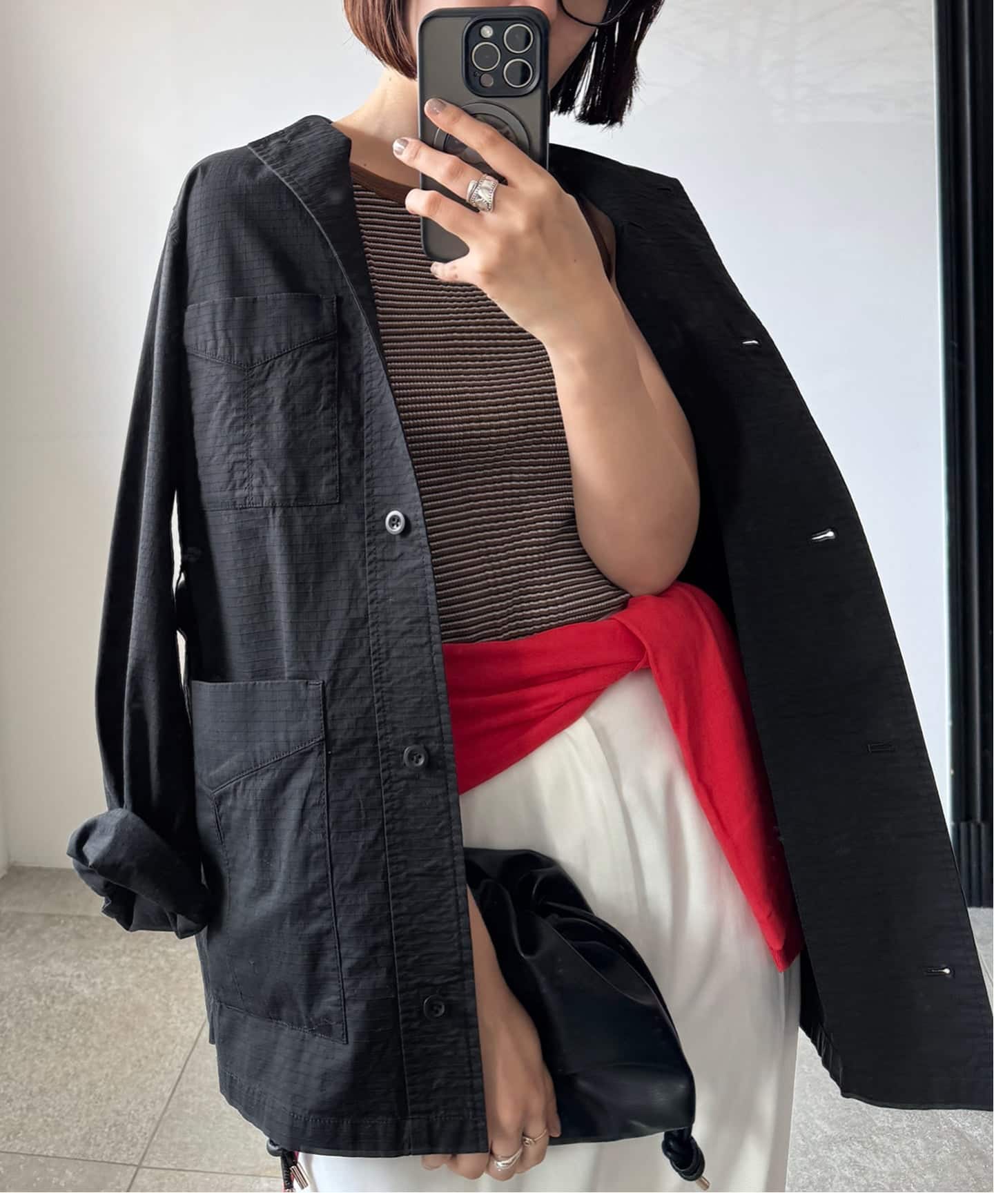 追加予約》ノーカラーサファリブルゾン（その他ブルゾン／アウター