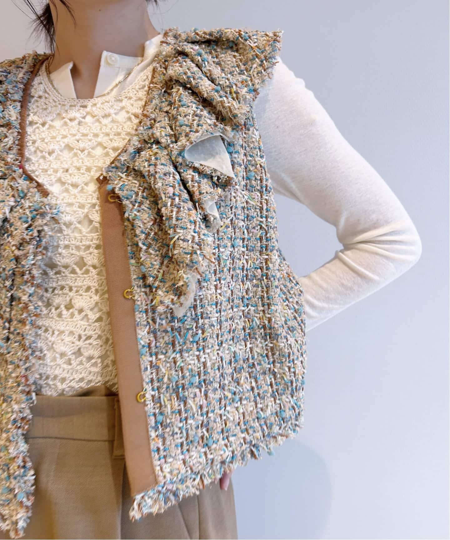 IENA LA BOUCLE LINTONツィードフリルベスト（ベスト）｜IENA（イエナ