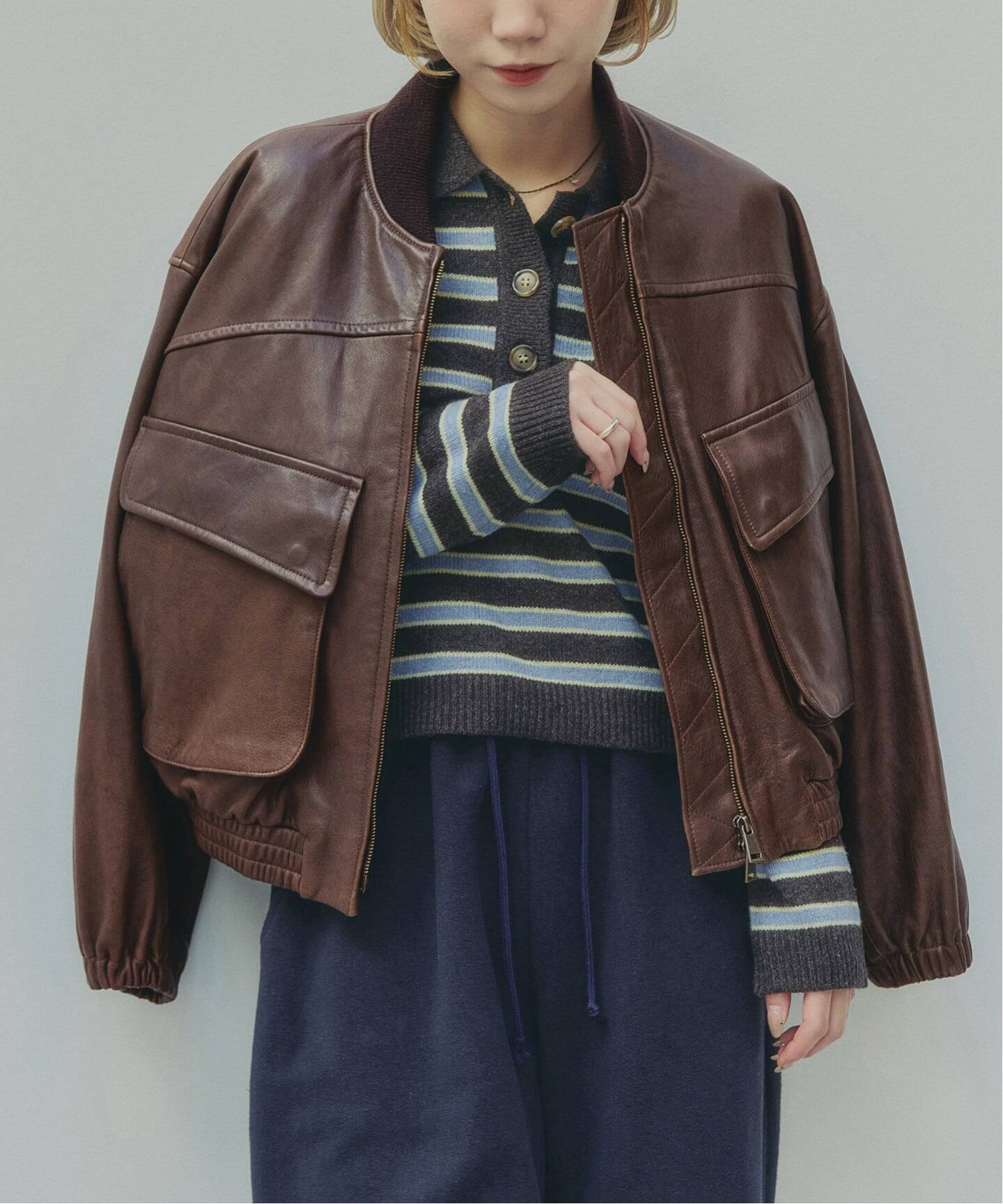 IENA LA BOUCLE アンティーク レザーブルゾン（その他ブルゾン 