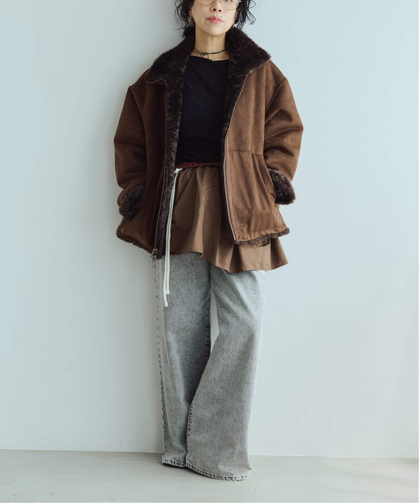 予約》IENA LA BOUCLE リバーシブルフェイクファースエードブルゾン