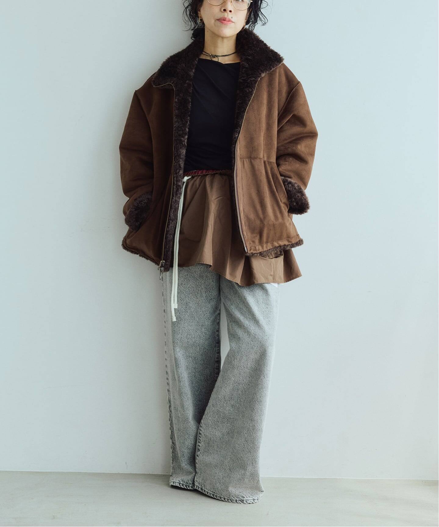 予約》IENA LA BOUCLE リバーシブルフェイクファースエードブルゾン 