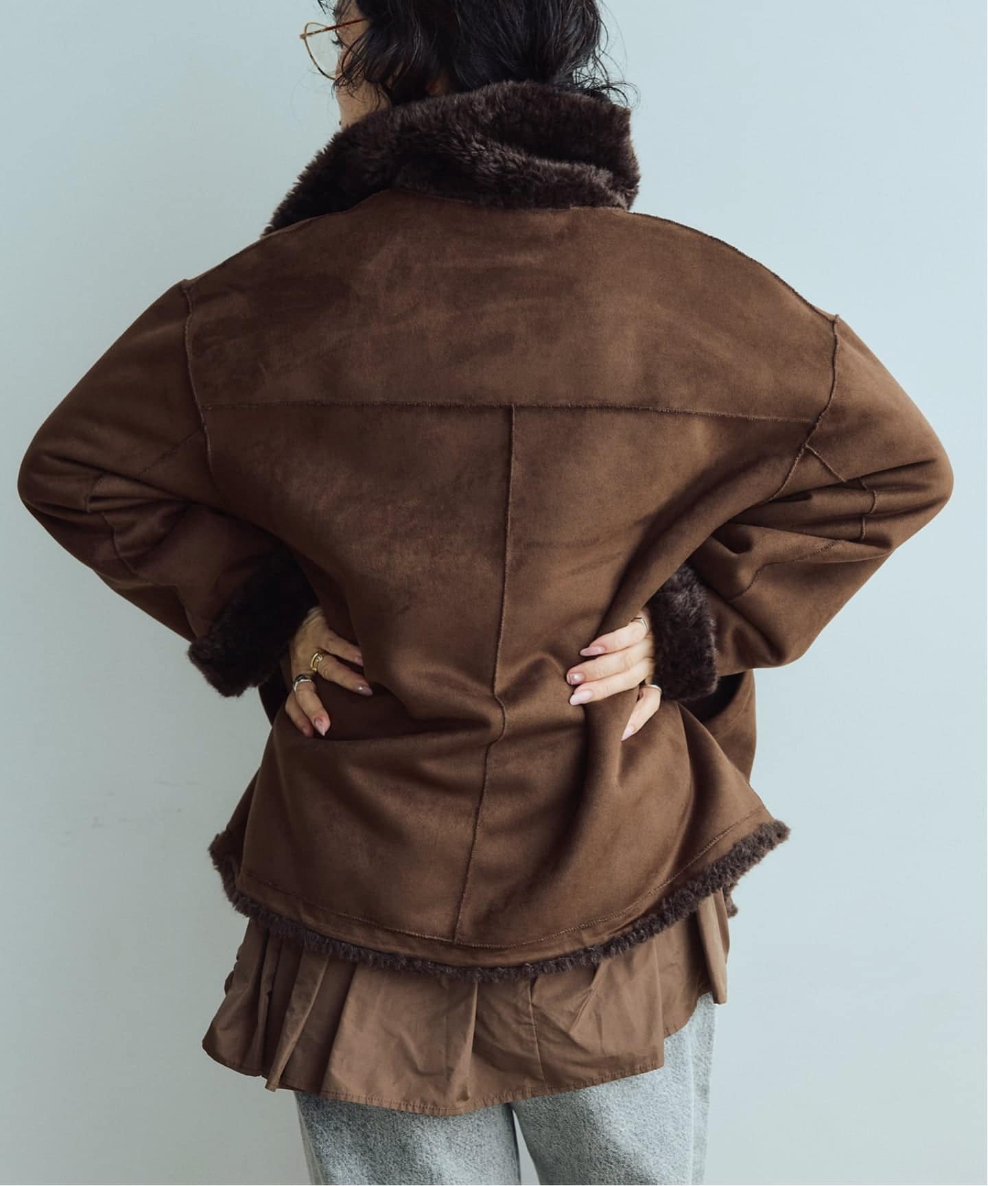 予約》IENA LA BOUCLE リバーシブルフェイクファースエードブルゾン