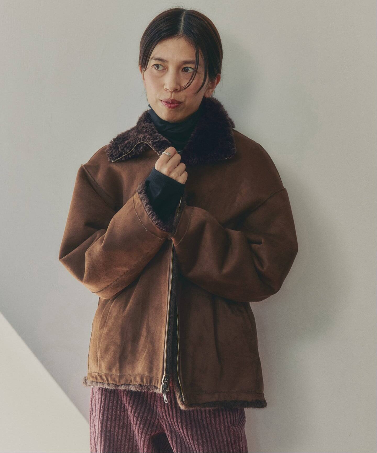予約》IENA LA BOUCLE リバーシブルフェイクファースエードブルゾン 