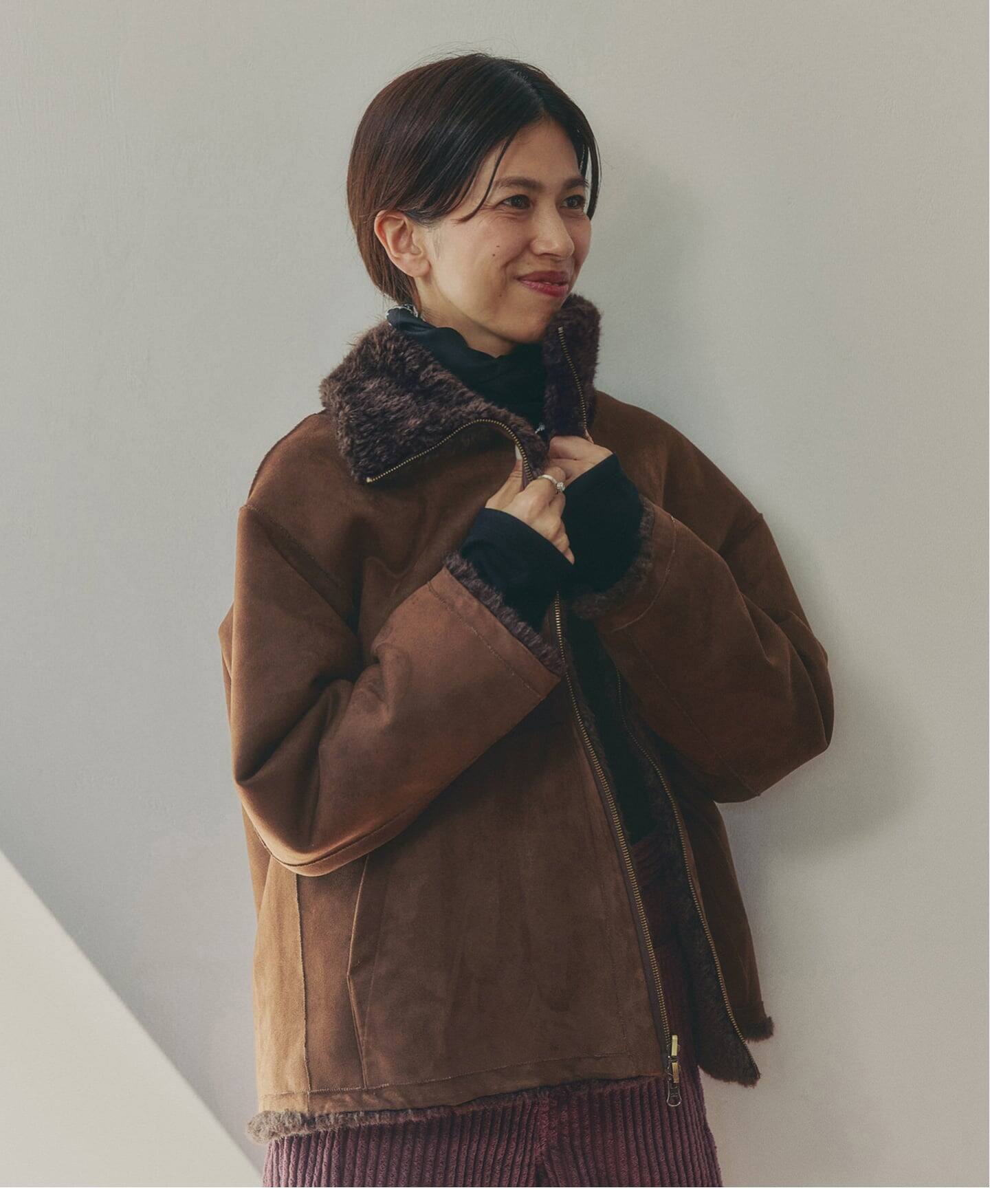 予約》IENA LA BOUCLE リバーシブルフェイクファースエードブルゾン 