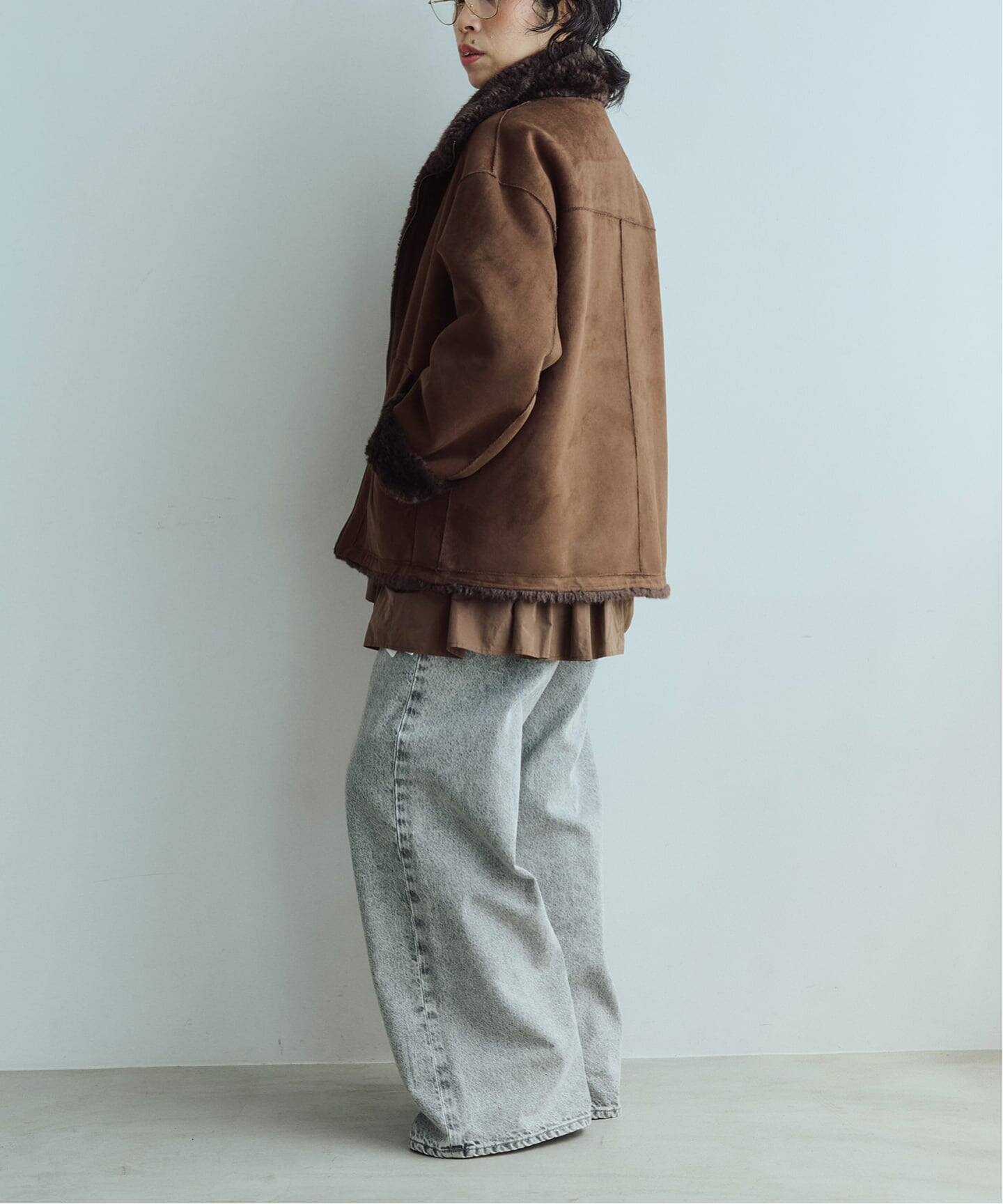 予約》IENA LA BOUCLE リバーシブルフェイクファースエードブルゾン