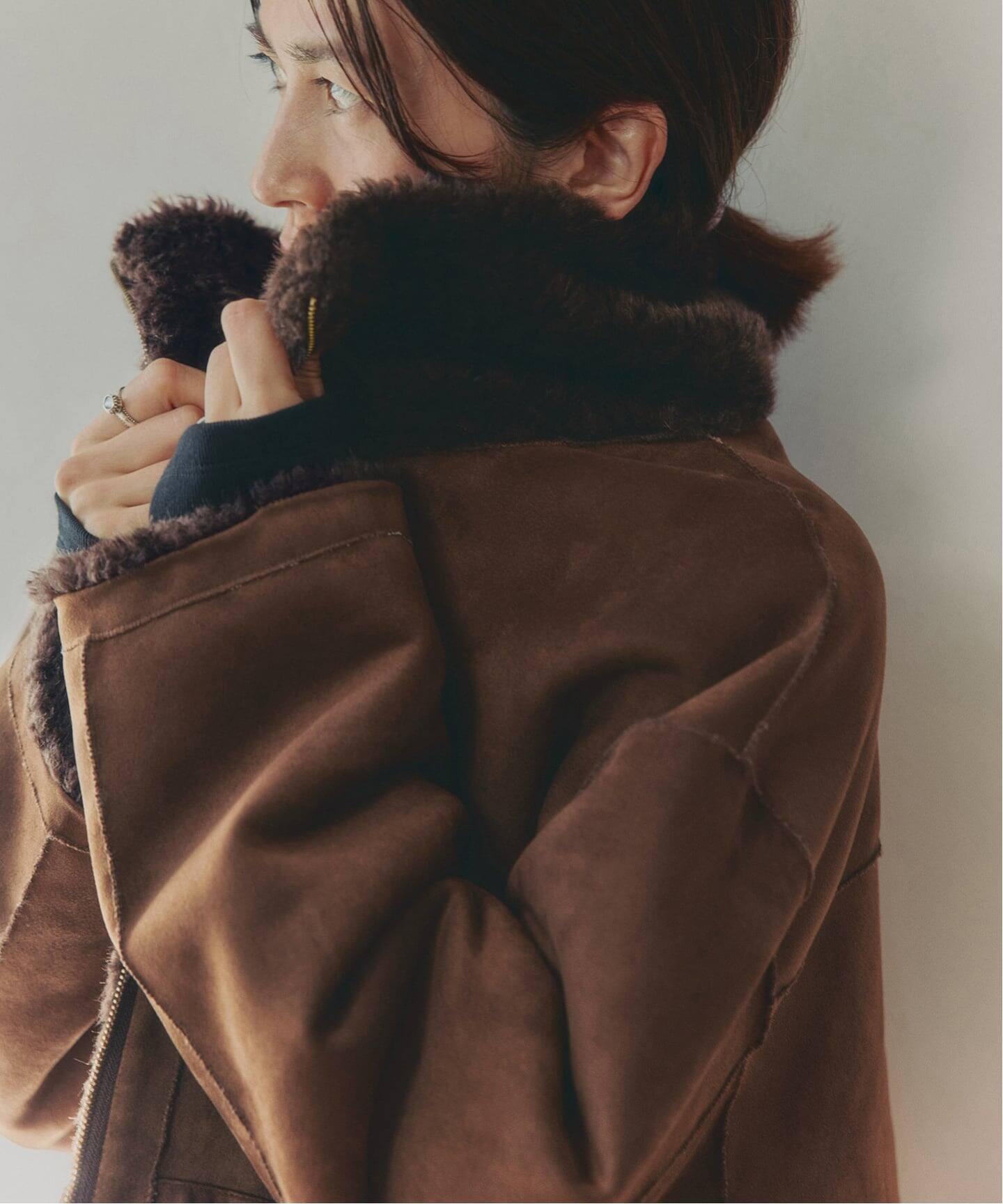 予約》IENA LA BOUCLE リバーシブルフェイクファースエードブルゾン 