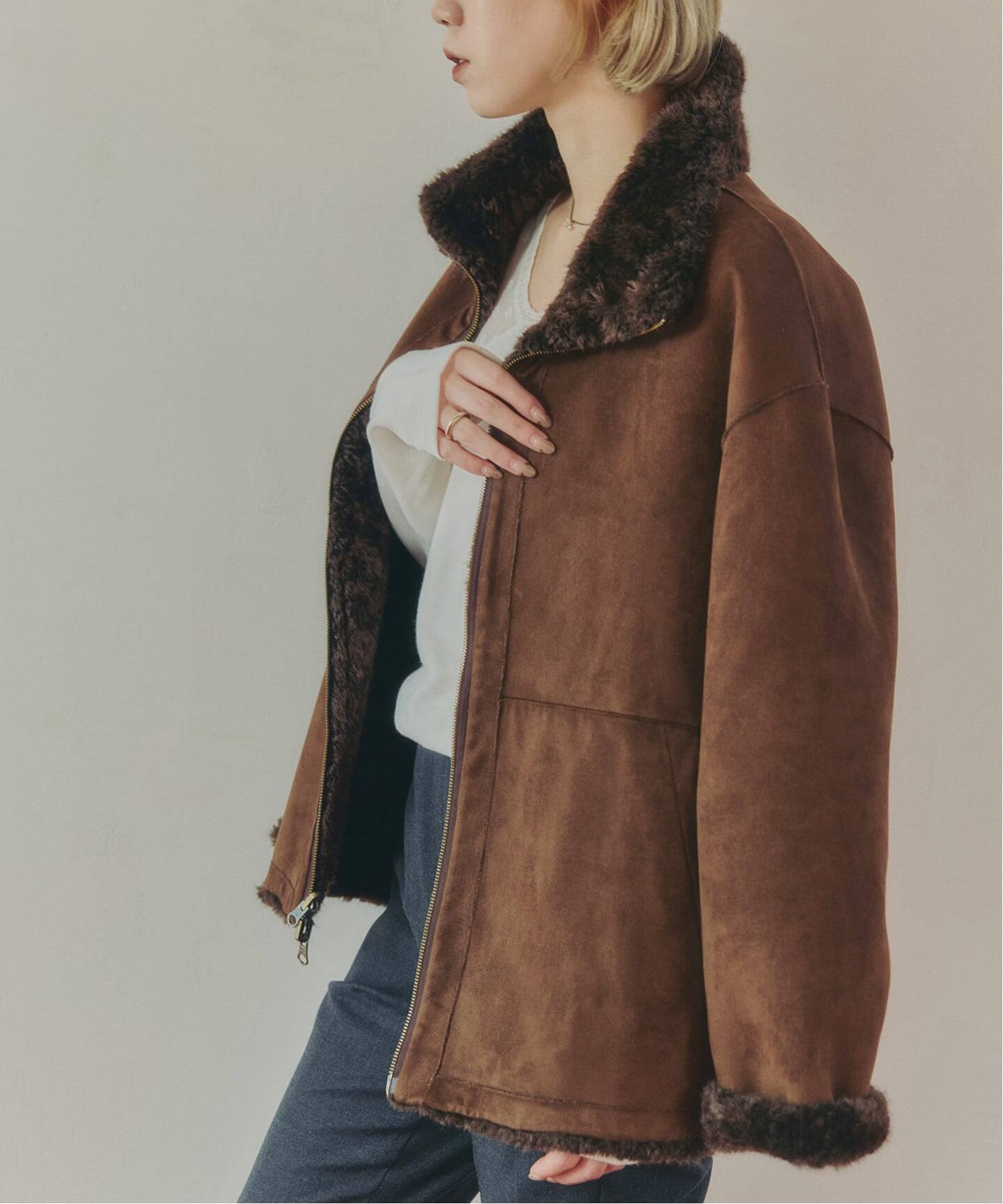 予約》IENA LA BOUCLE リバーシブルフェイクファースエードブルゾン 