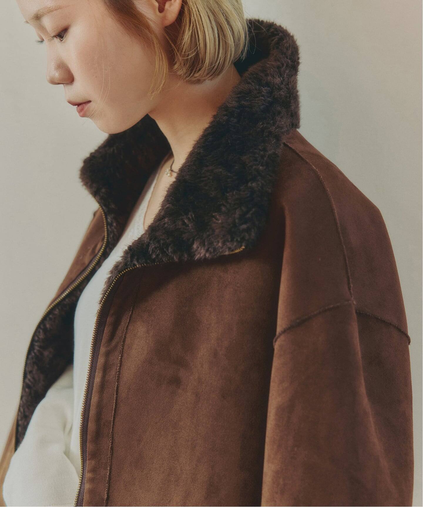 予約》IENA LA BOUCLE リバーシブルフェイクファースエードブルゾン 