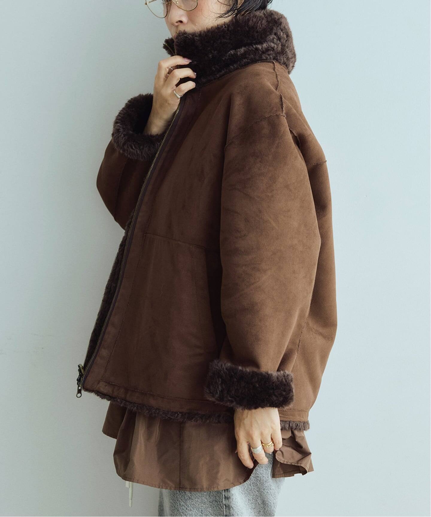 予約》IENA LA BOUCLE リバーシブルフェイクファースエードブルゾン